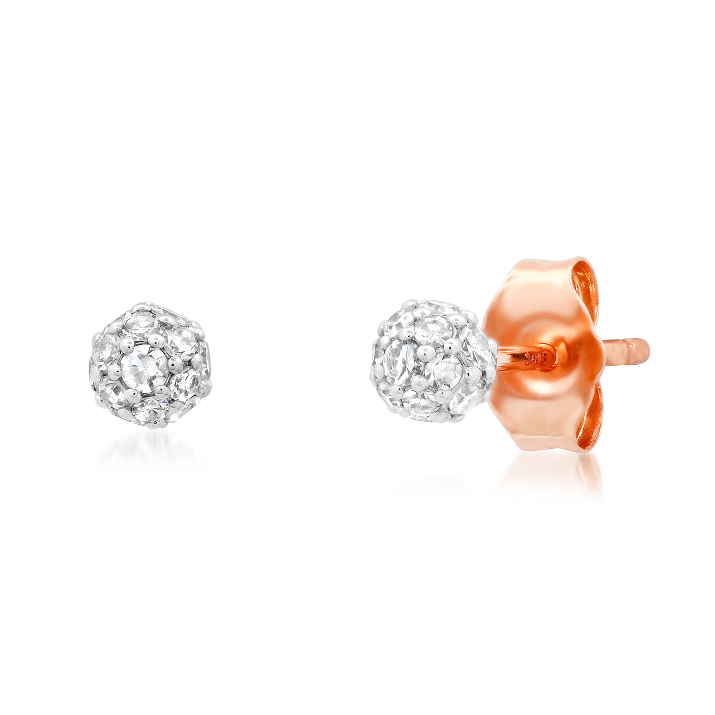 14K Rose Gold Mini Diamond Orb Studs