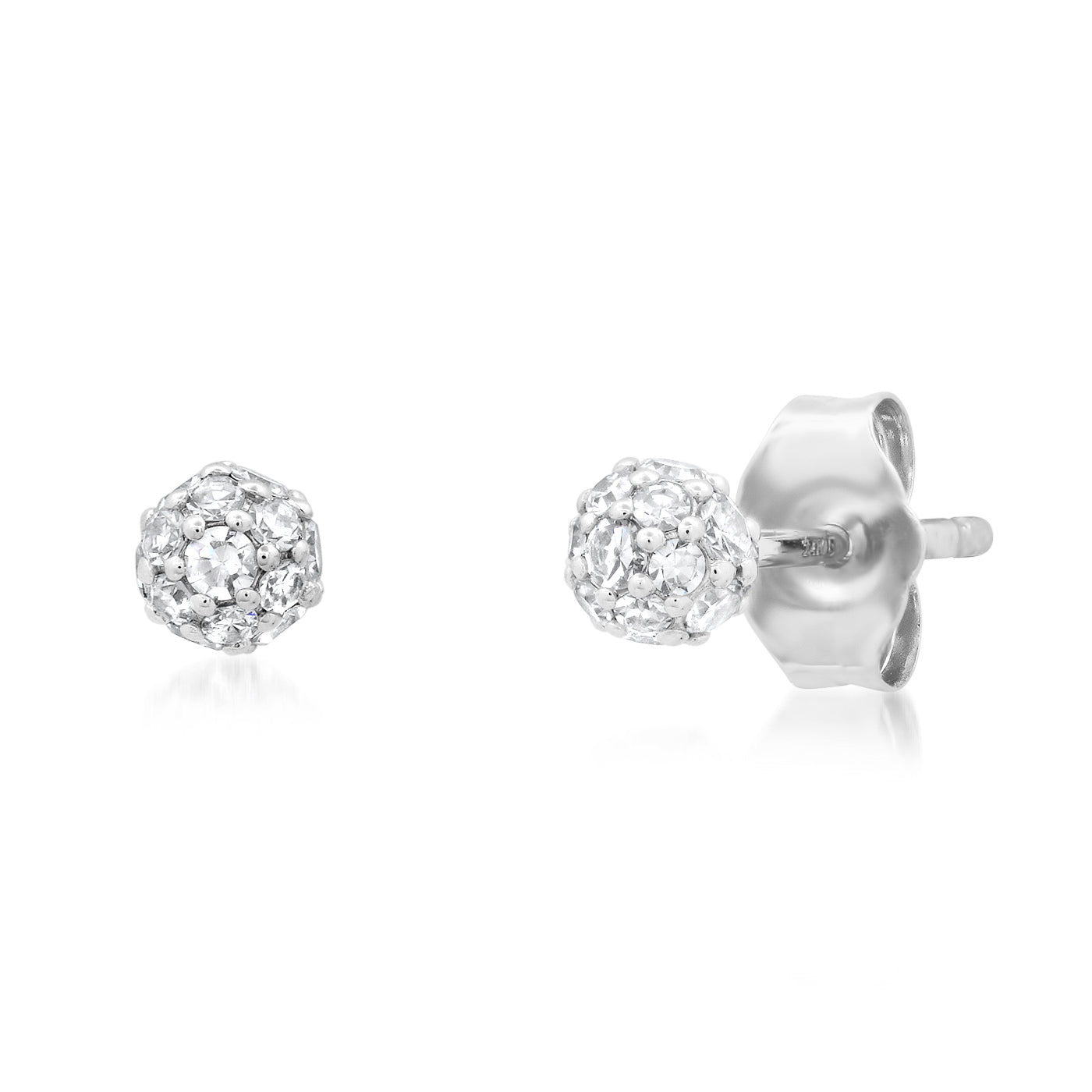 14K White Gold Mini Diamond Orb Studs
