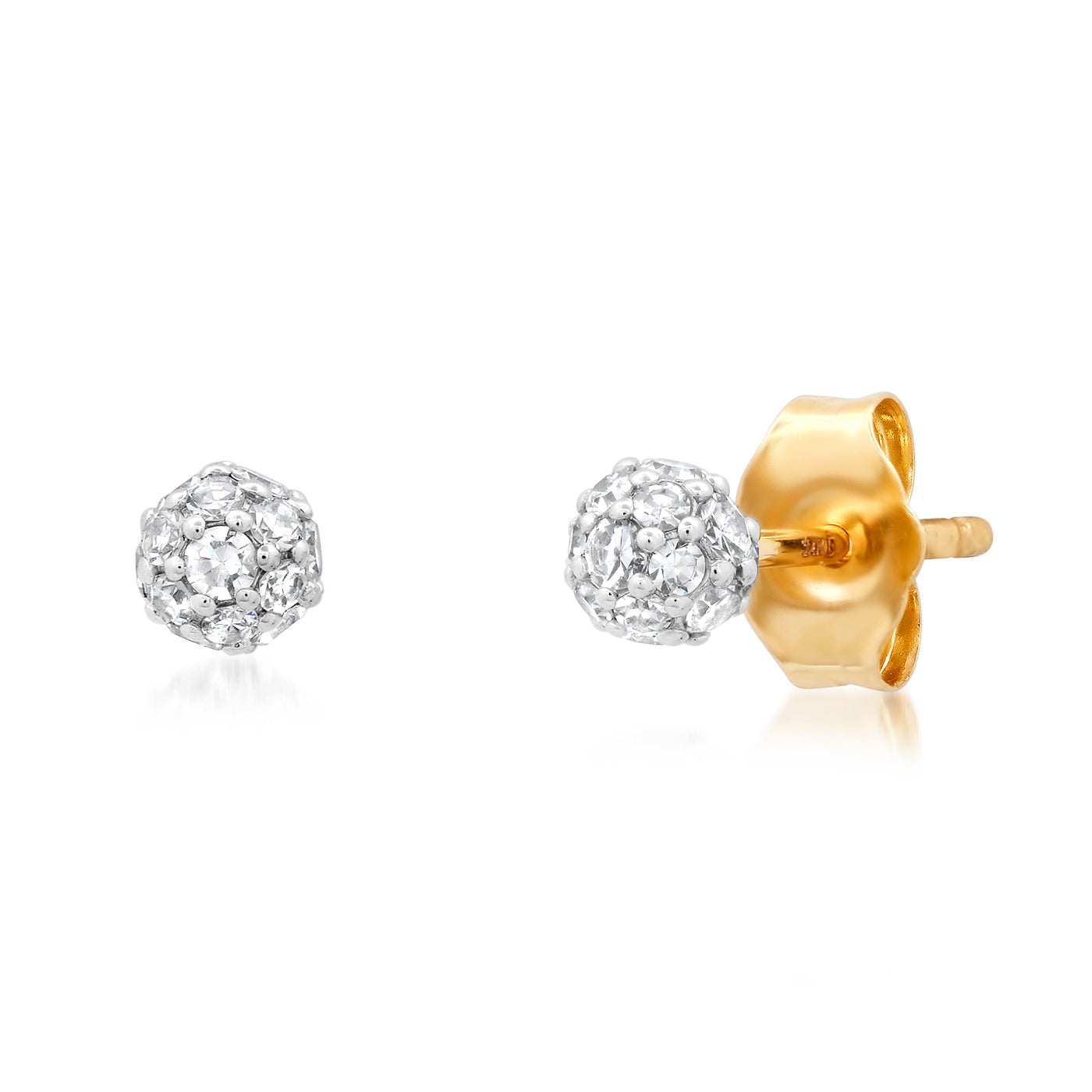 14K Yellow Gold Mini Diamond Orb Studs