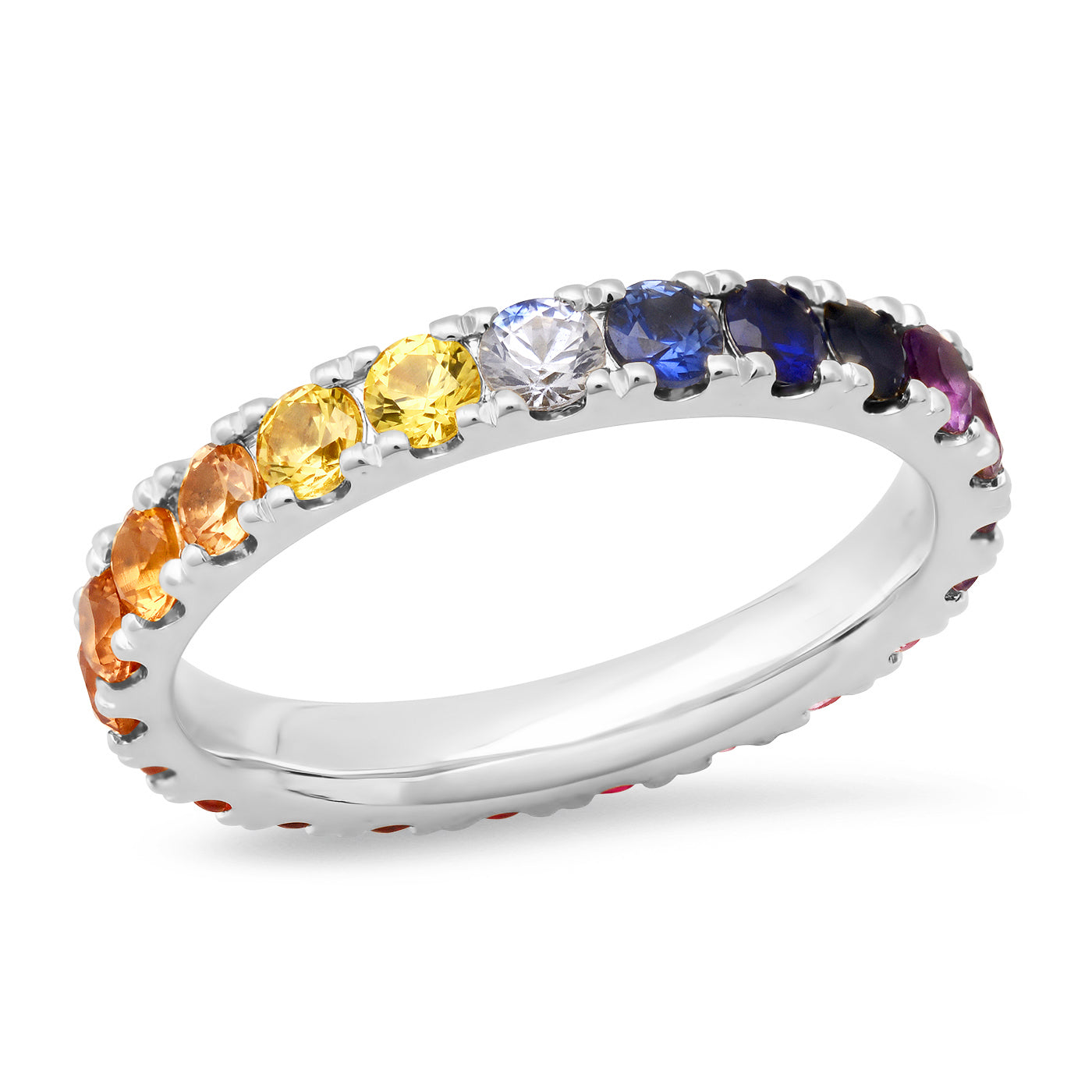 14K White Gold Large Sunset Eternity Band
