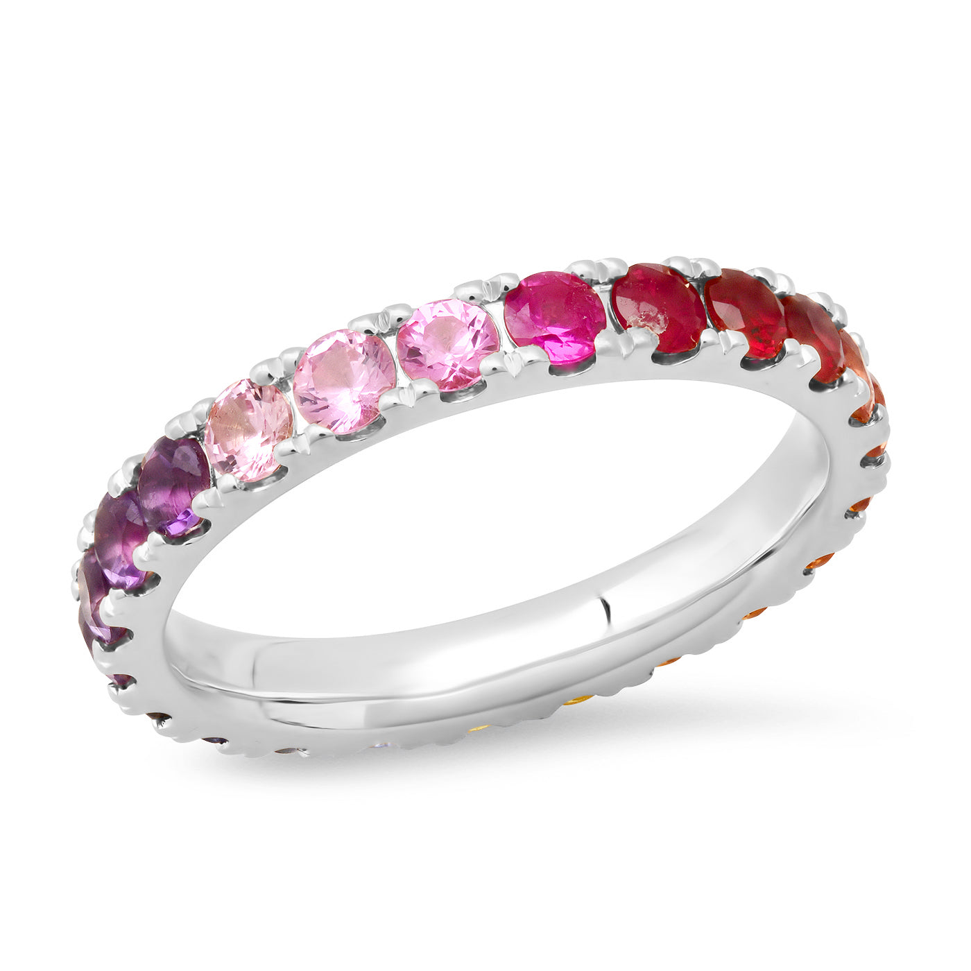 14K White Gold Large Sunset Eternity Band