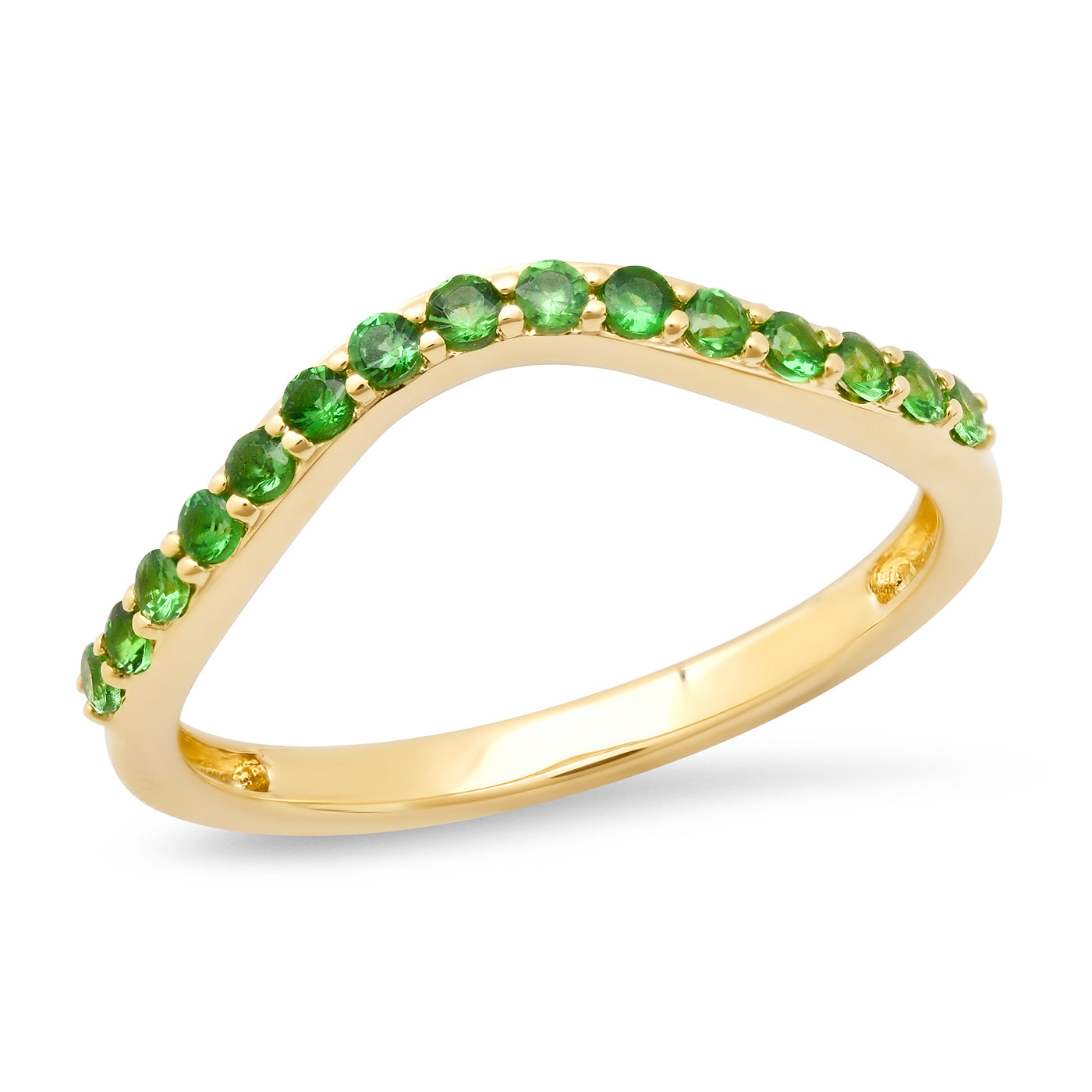 14K Yellow Gold Tsavorite Contour Band