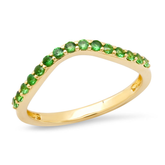 14K Yellow Gold Tsavorite Contour Band