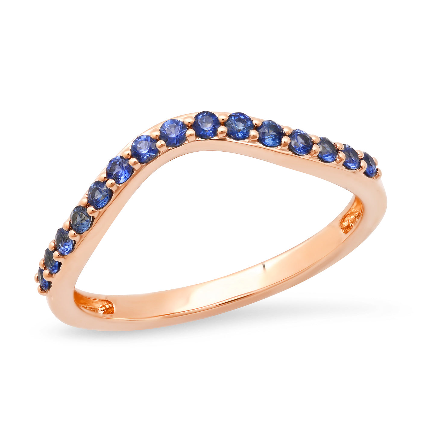 14K Rose Gold Blue Sapphire Contour Band