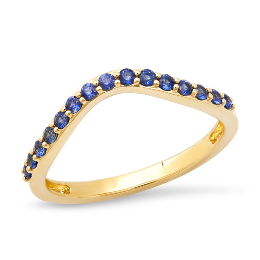 14K Yellow Gold Blue Sapphire Contour Band