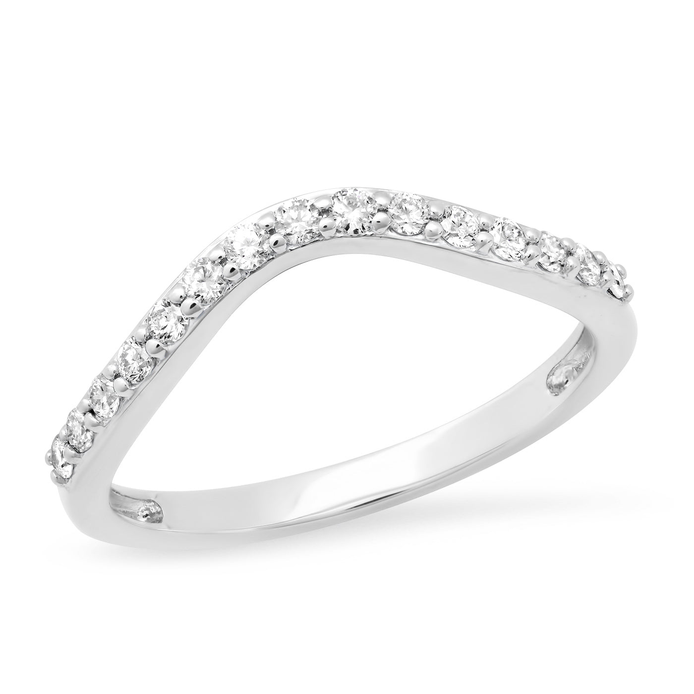 14K White Gold Diamond Contour Band