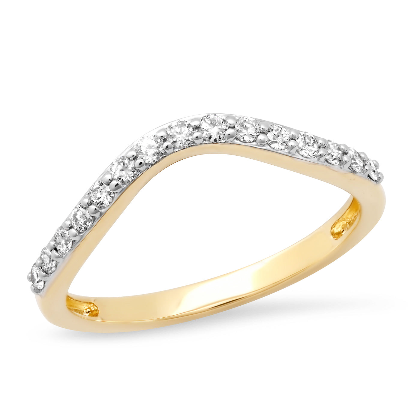 14k Yellow Gold Diamond Contour Band