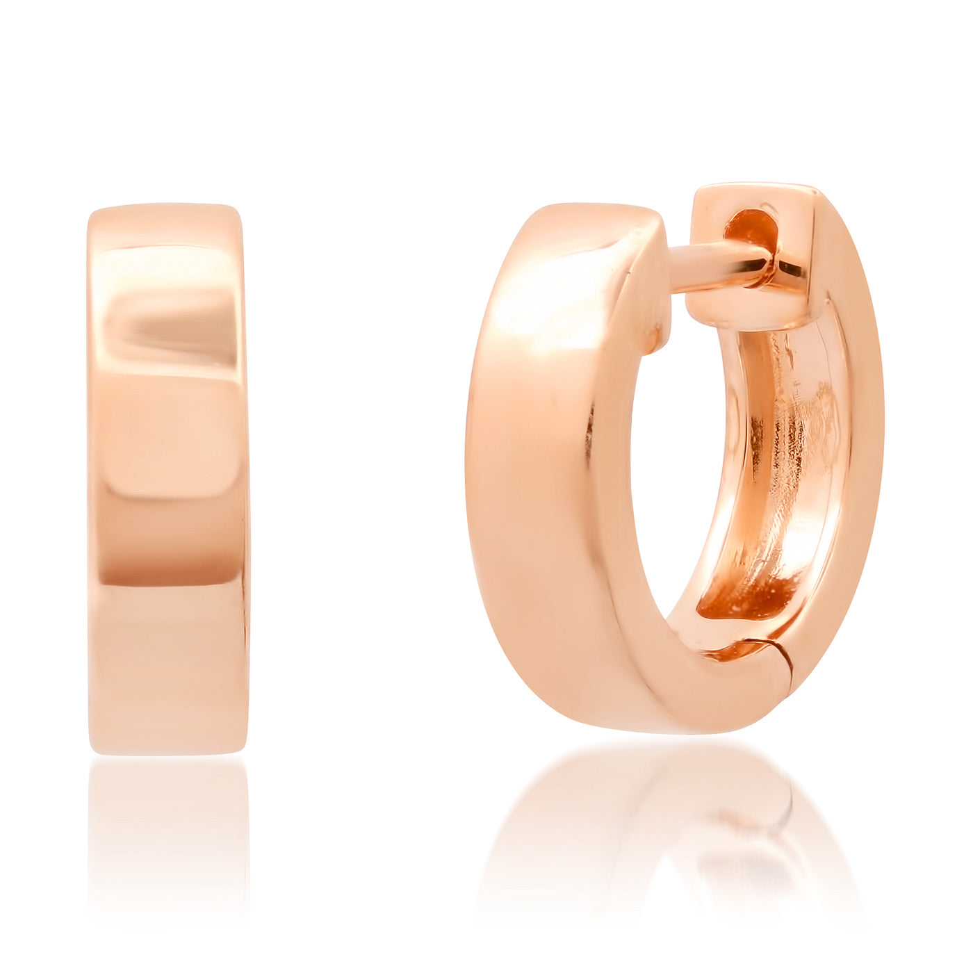 14K Rose Gold Triple Row Gold Huggies