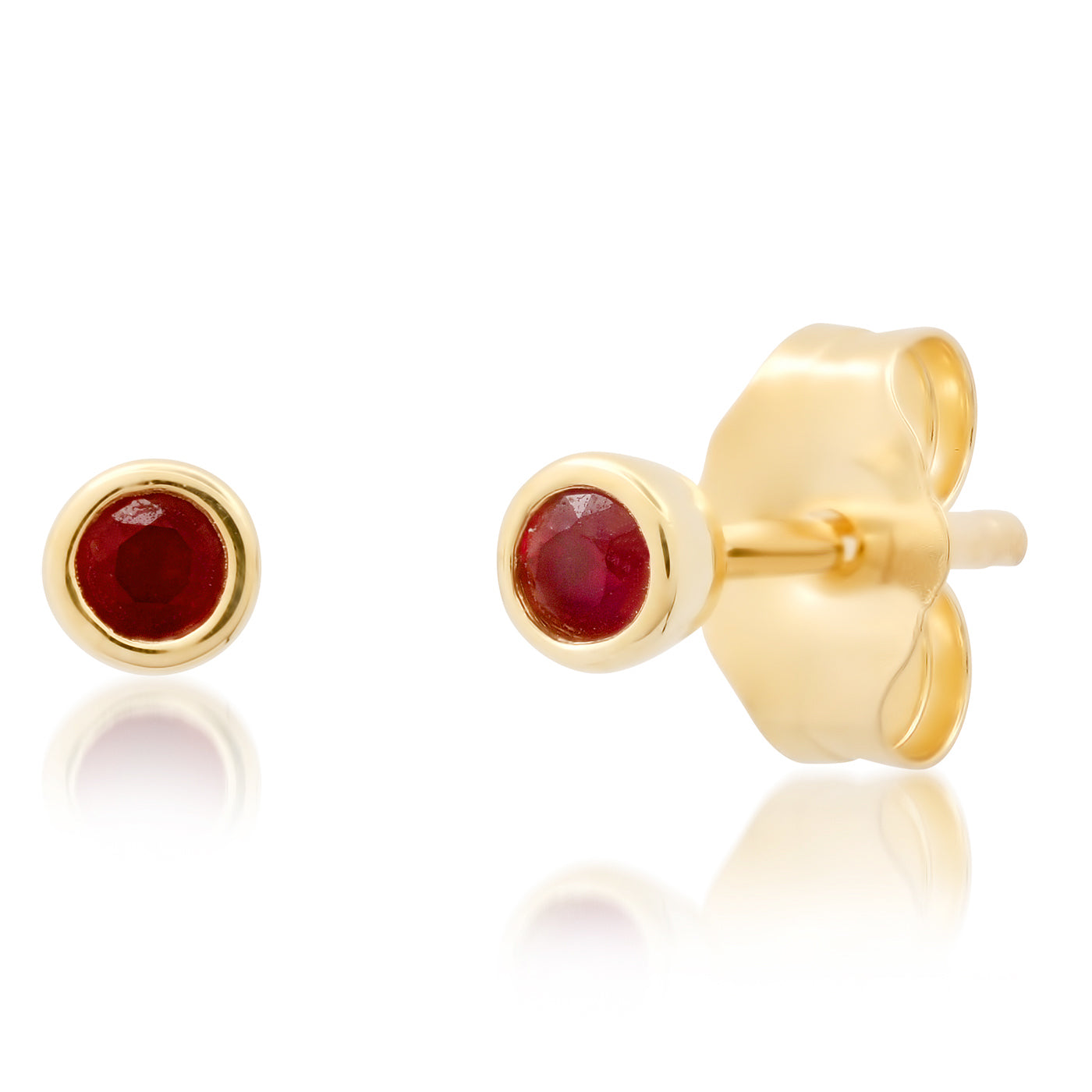 14K Yellow Gold Ruby Bezel Set Stud