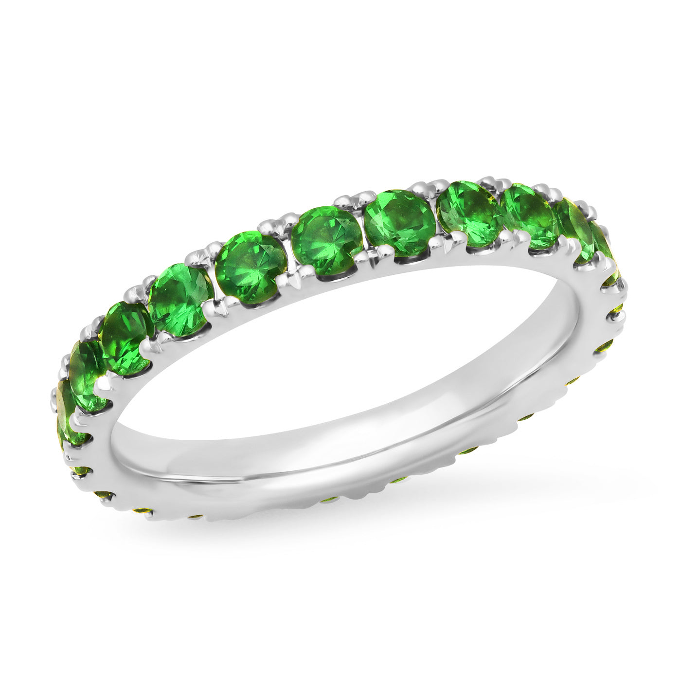 14K White Gold Large Tsavorite Eternity Band