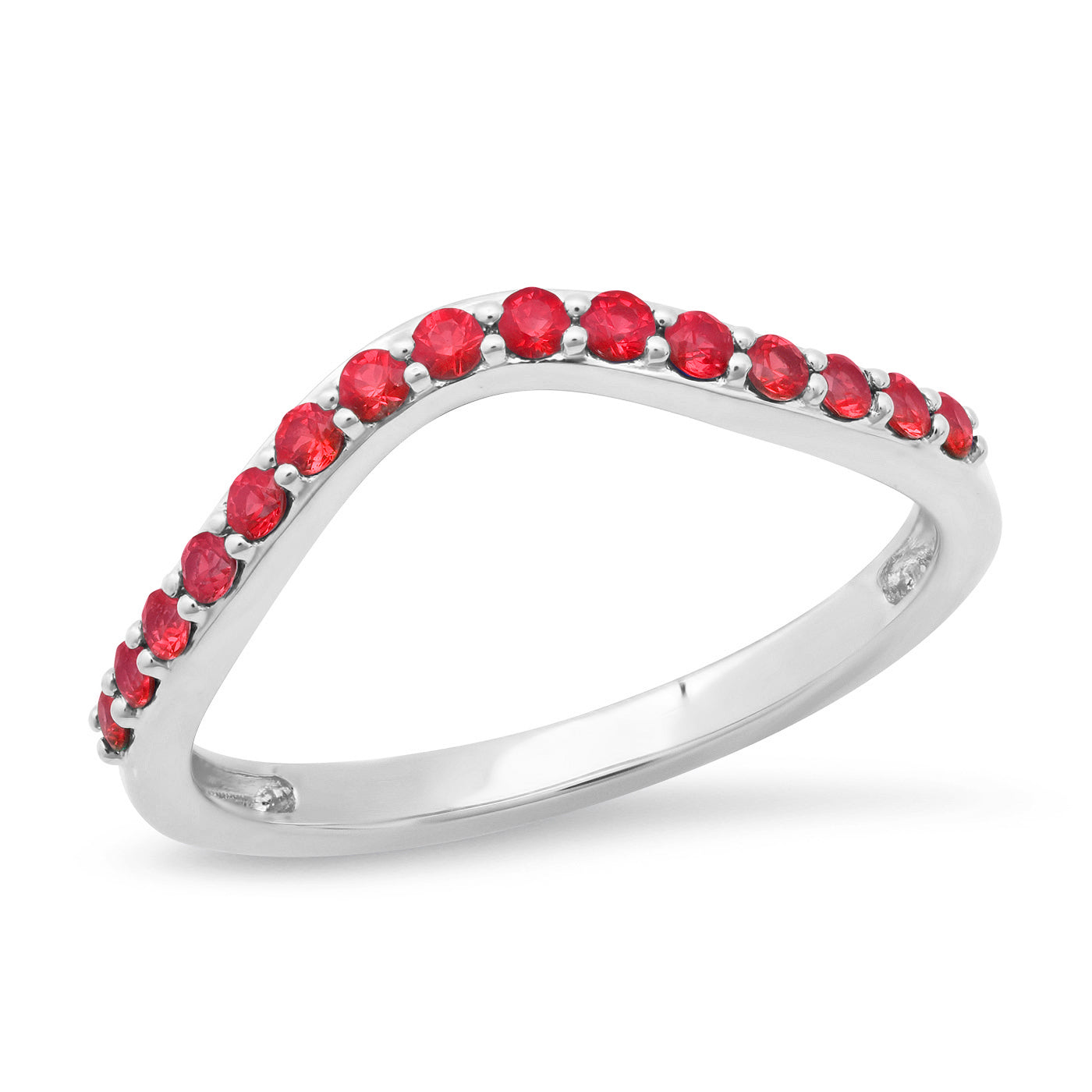 14K White Gold Ruby Contour Ring