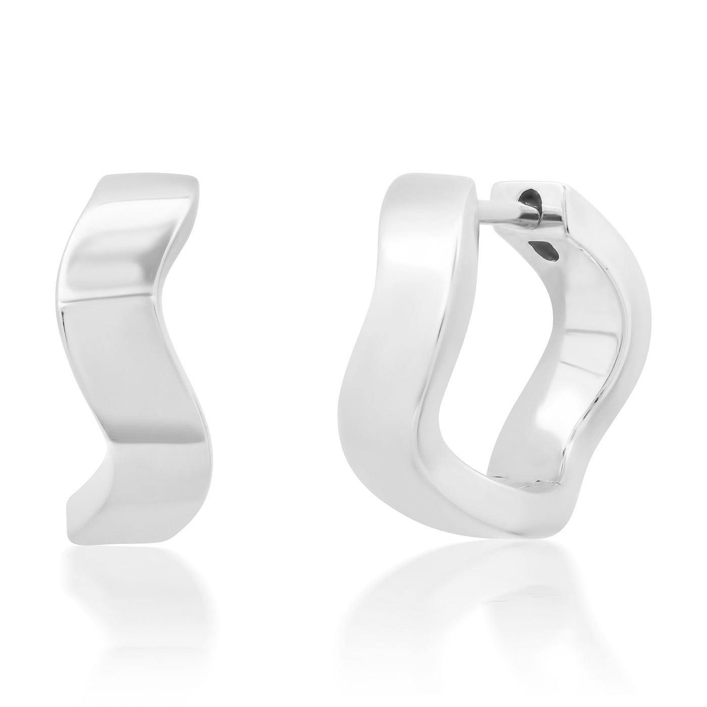14K White Gold Form Huggies