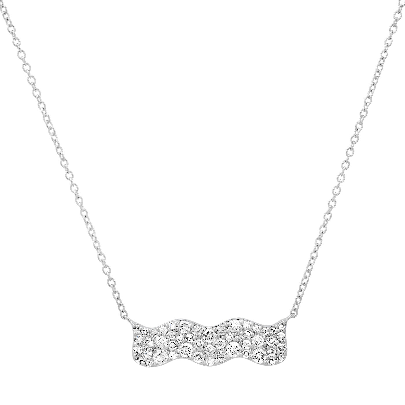 14K White Gold Diamond Form Bar Necklace