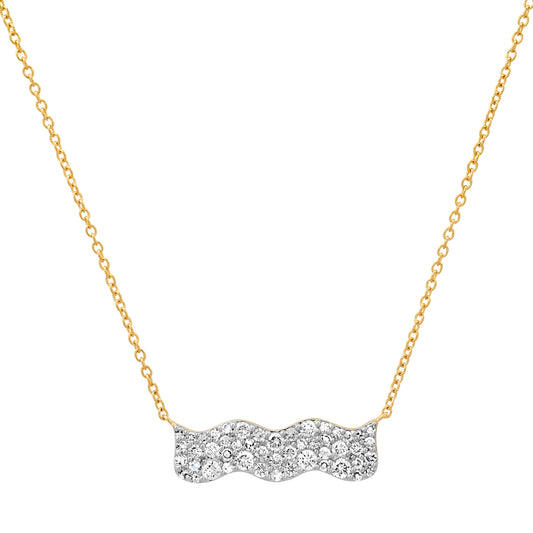 14K Yellow Gold Diamond Form Bar Necklace