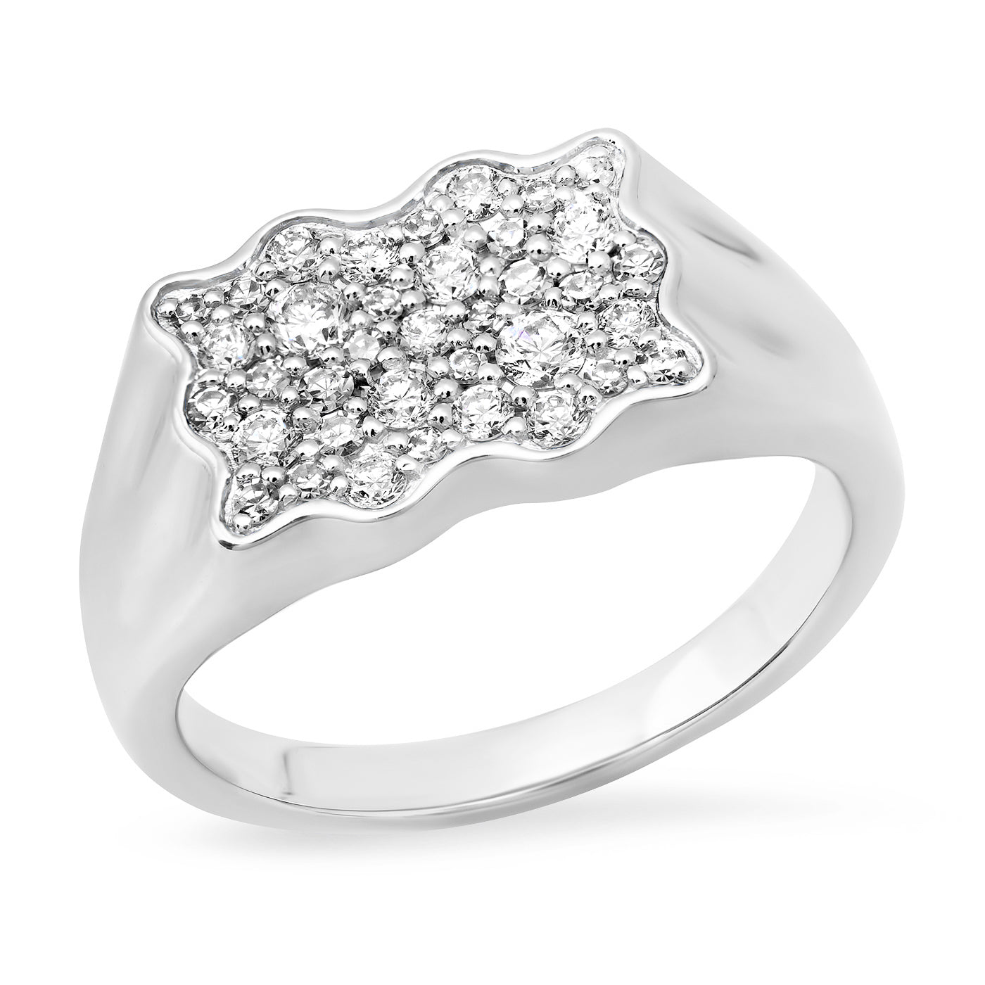 14K White Gold Diamond Form Signet Ring