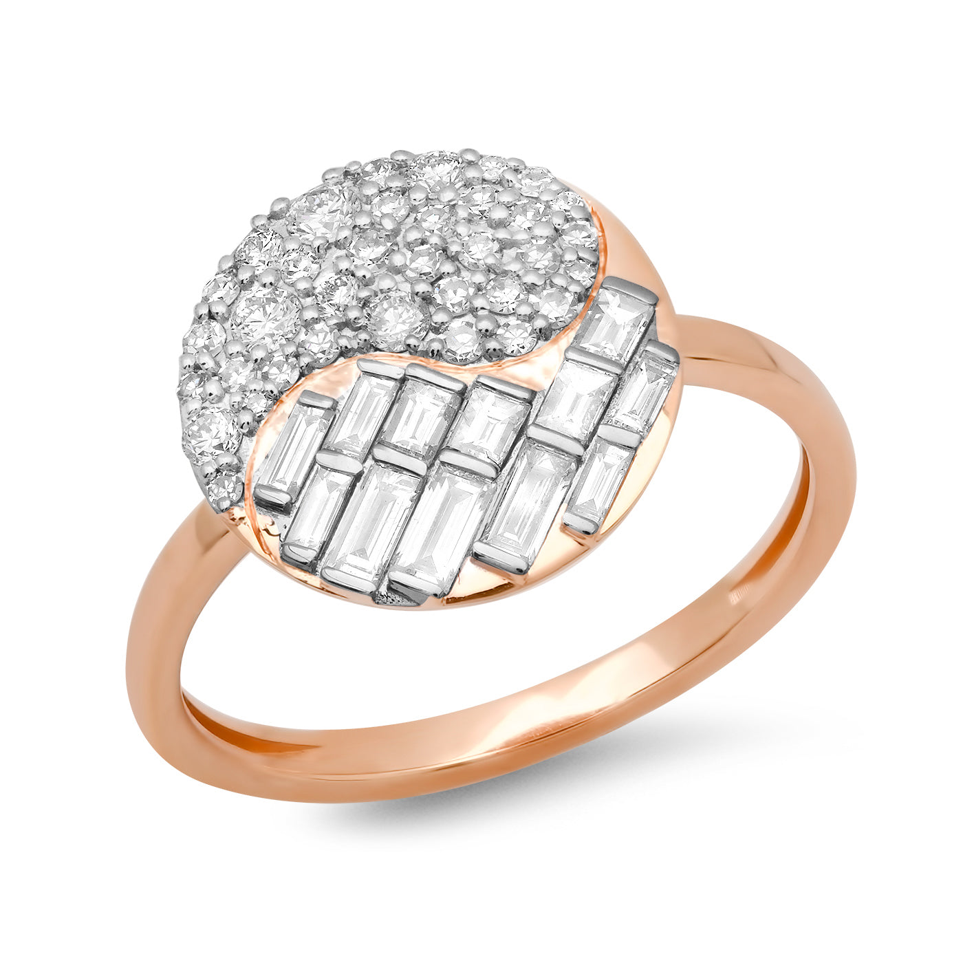 14K Rose Gold Diamond Yin Yang Ring