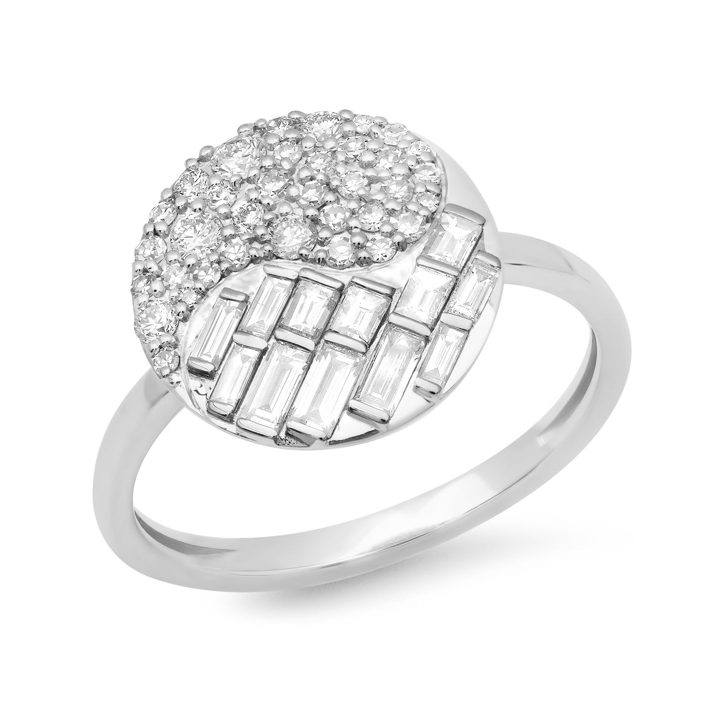 14K White Gold Diamond Yin Yang Ring