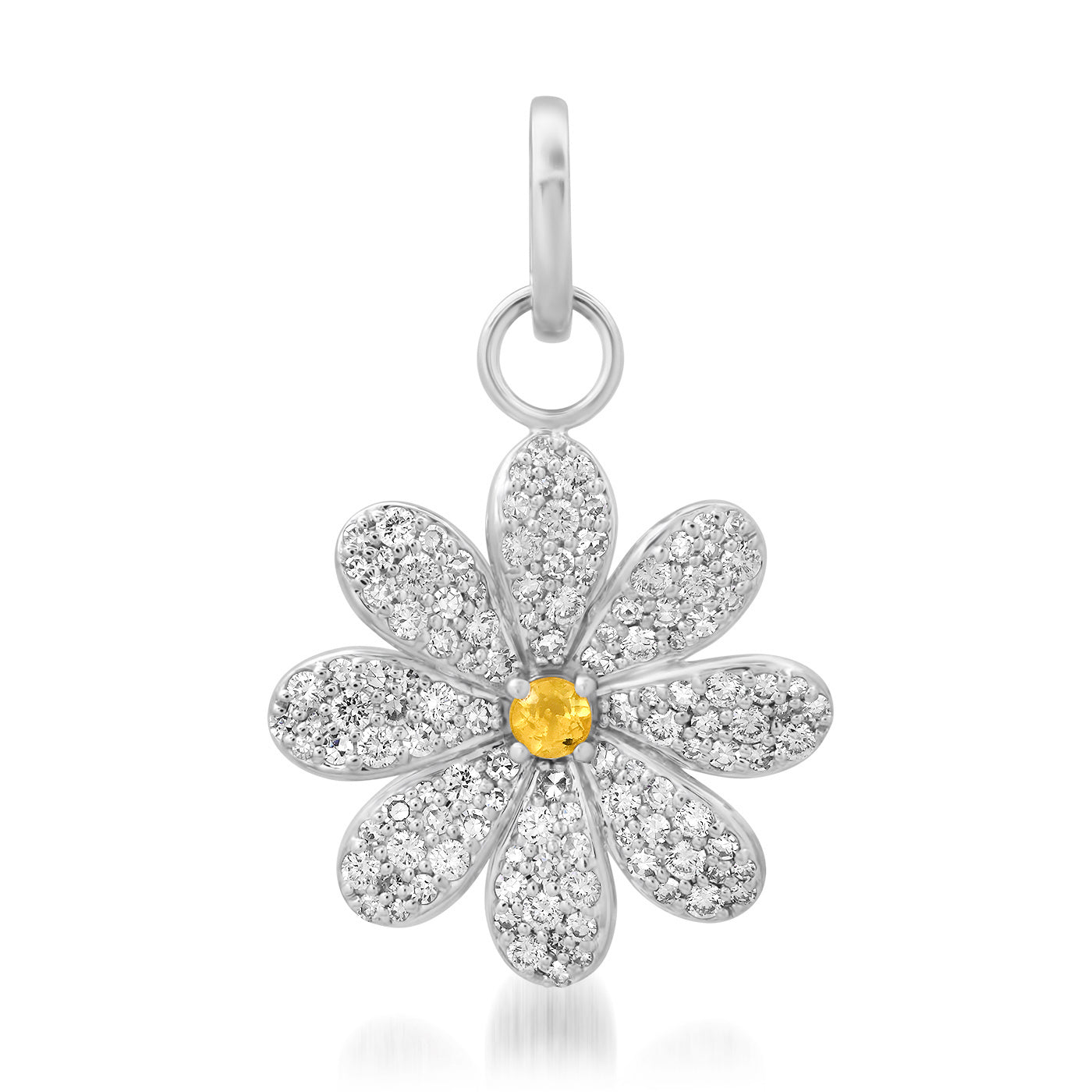 14K White Gold Diamond Daisy Pendant