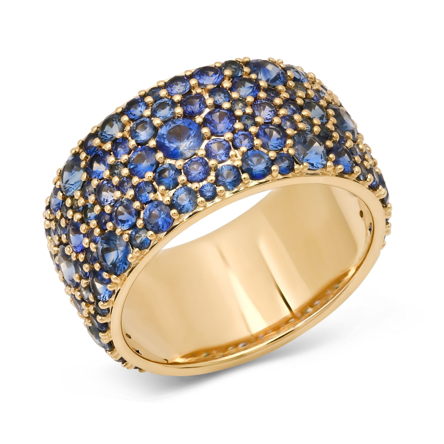 14K Yellow Gold Blue Sapphire Cigar Band