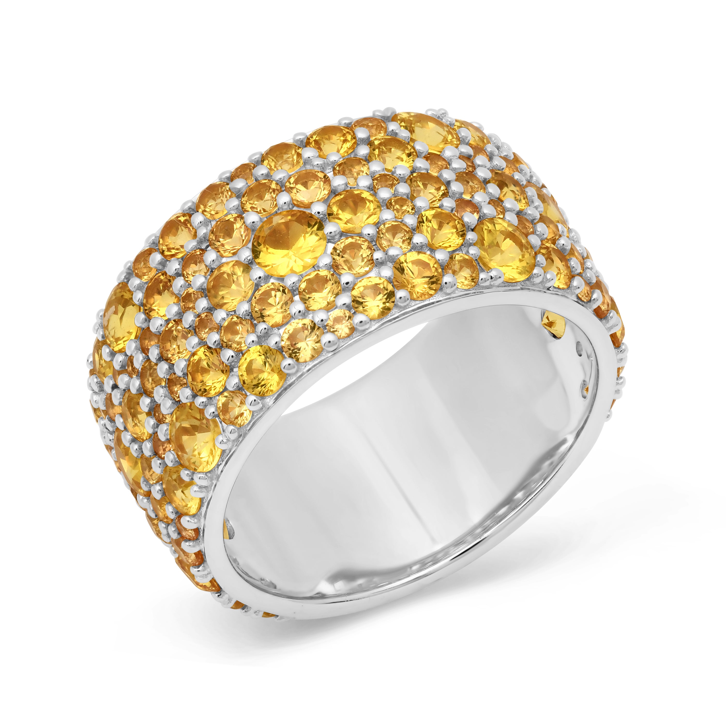 14K White Gold Yellow Sapphire Cigar Band