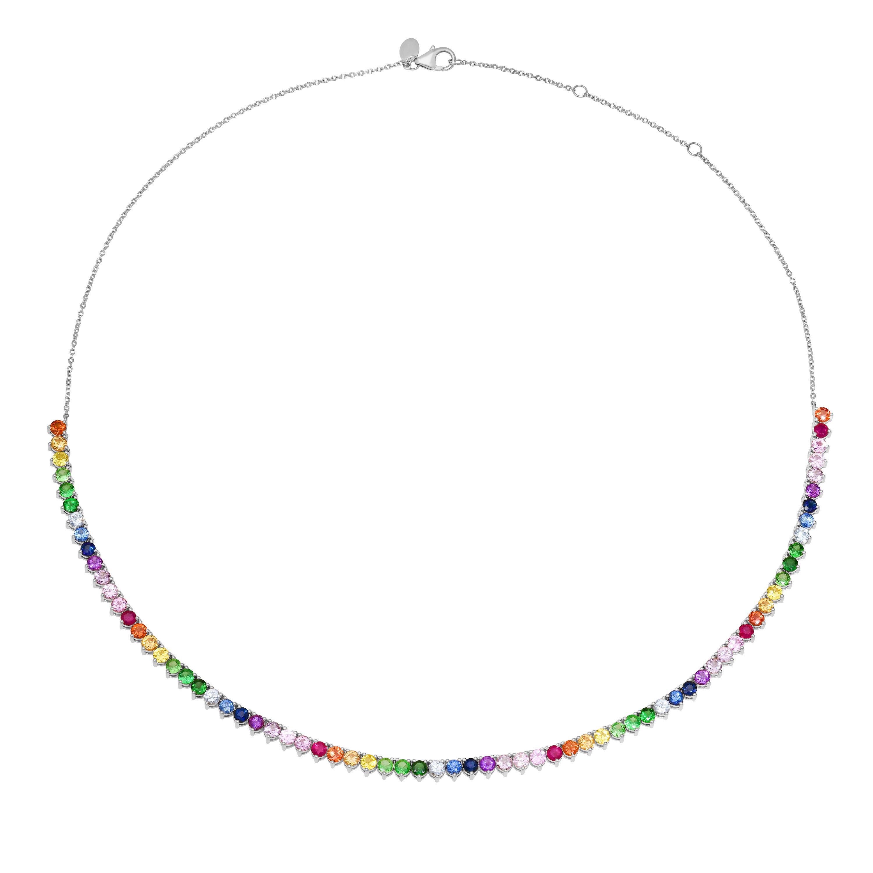 14k White Gold 14k Rose Gold Rainbow Tennis Necklace