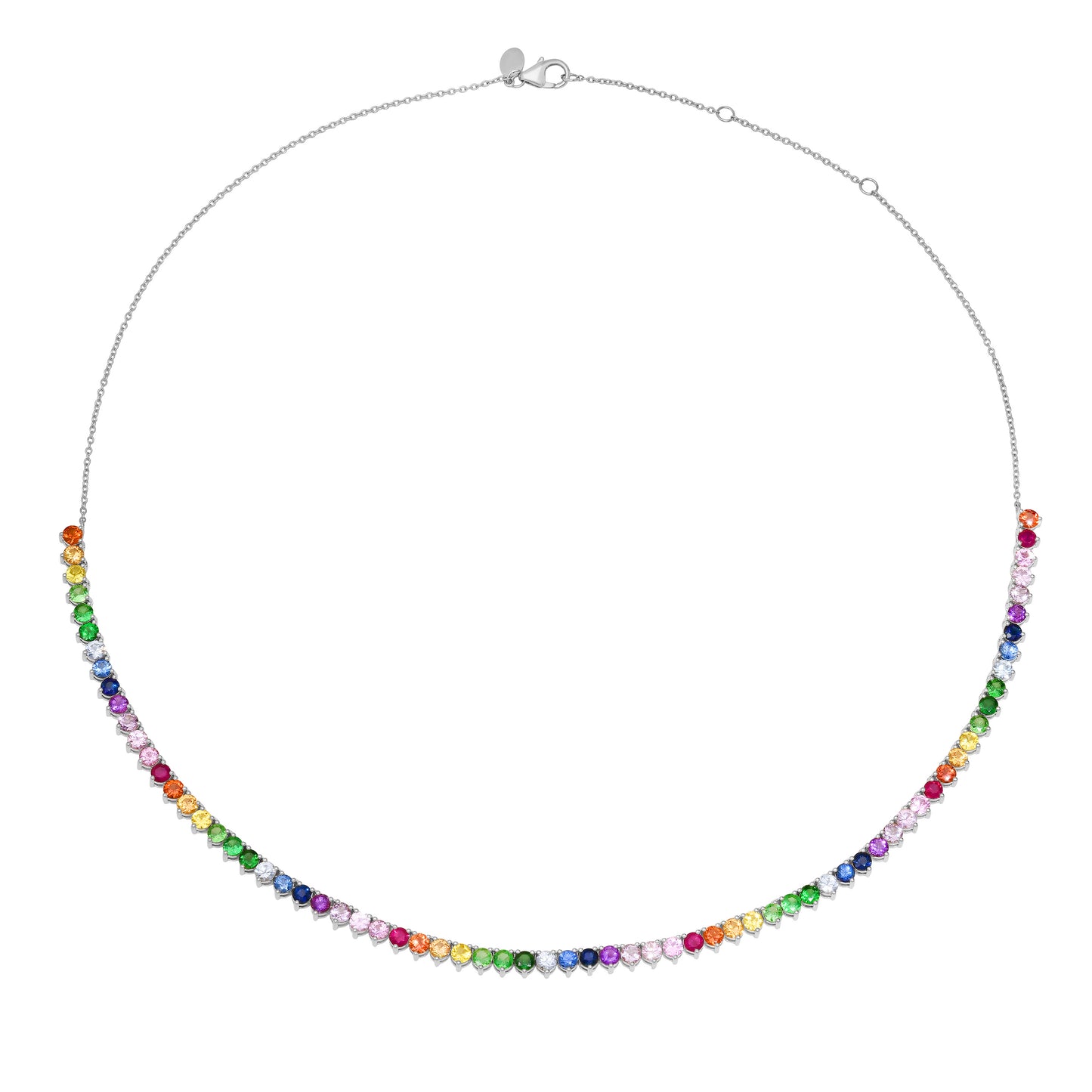 14k White Gold 14k Rose Gold Rainbow Tennis Necklace