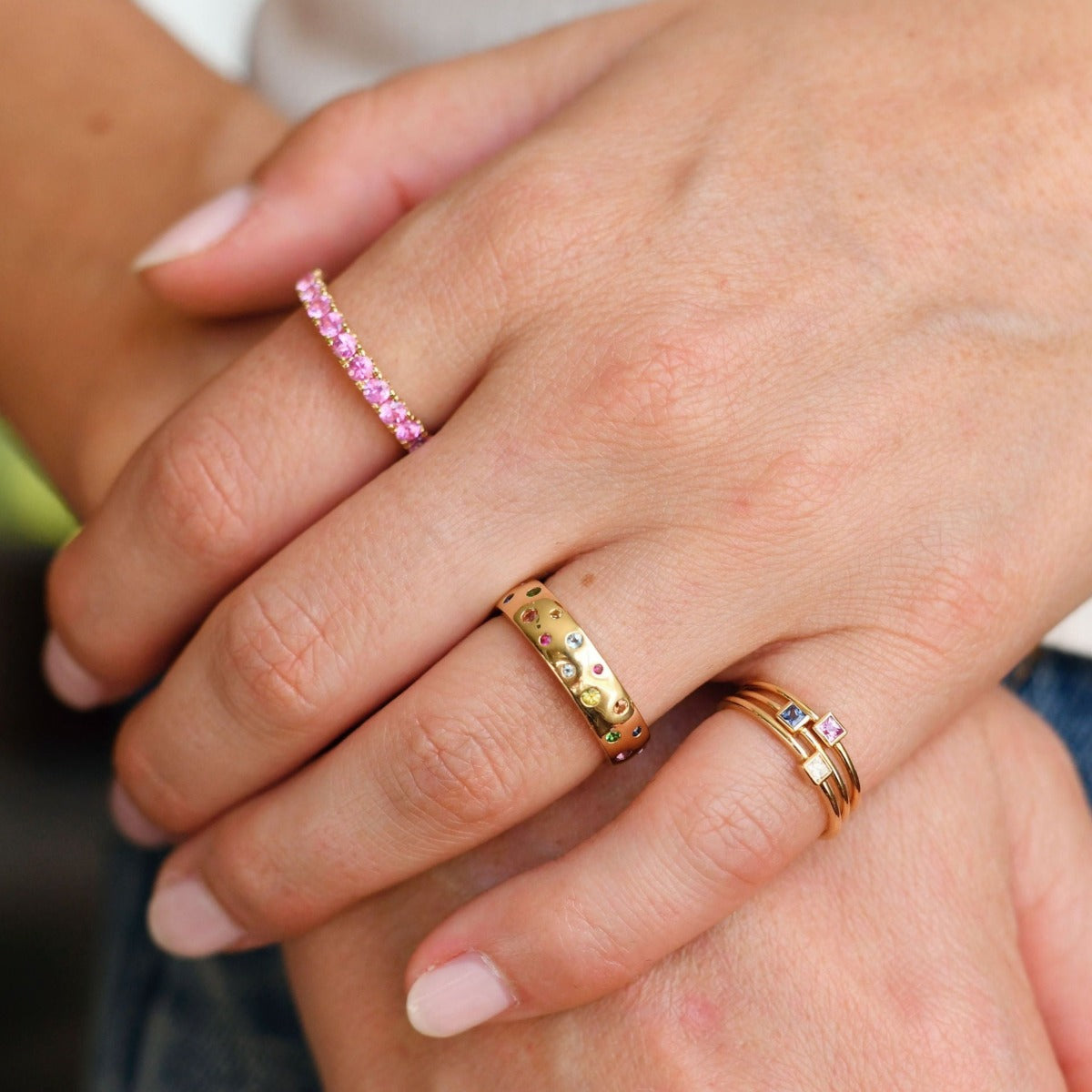 Blue Sapphire Princess Cut Pinky Ring