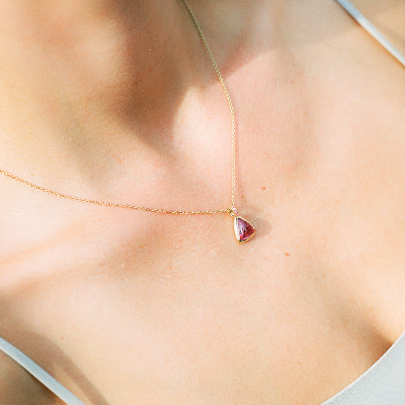 Pink Tourmaline Cabochon Necklace