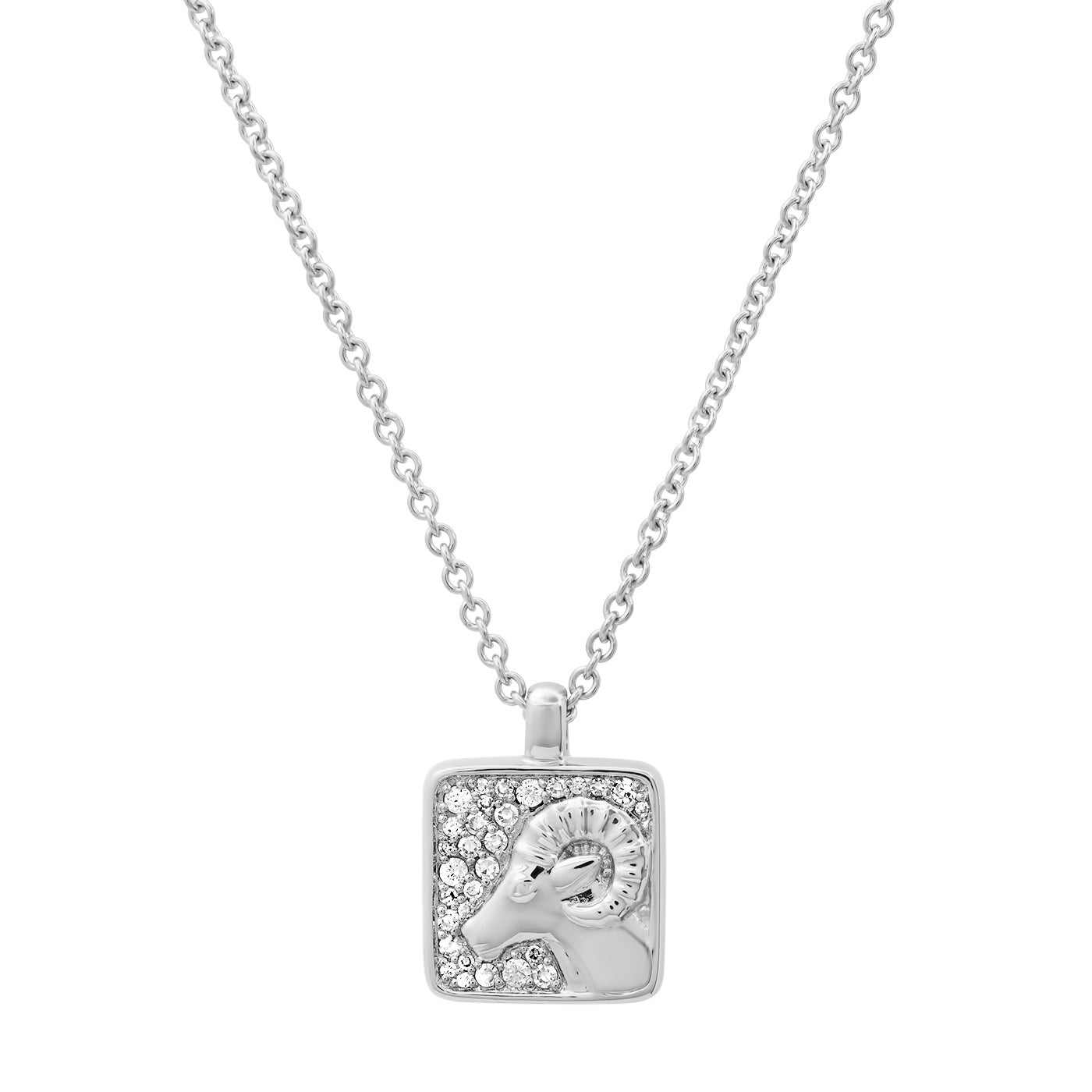 14K White Gold Aries Necklace