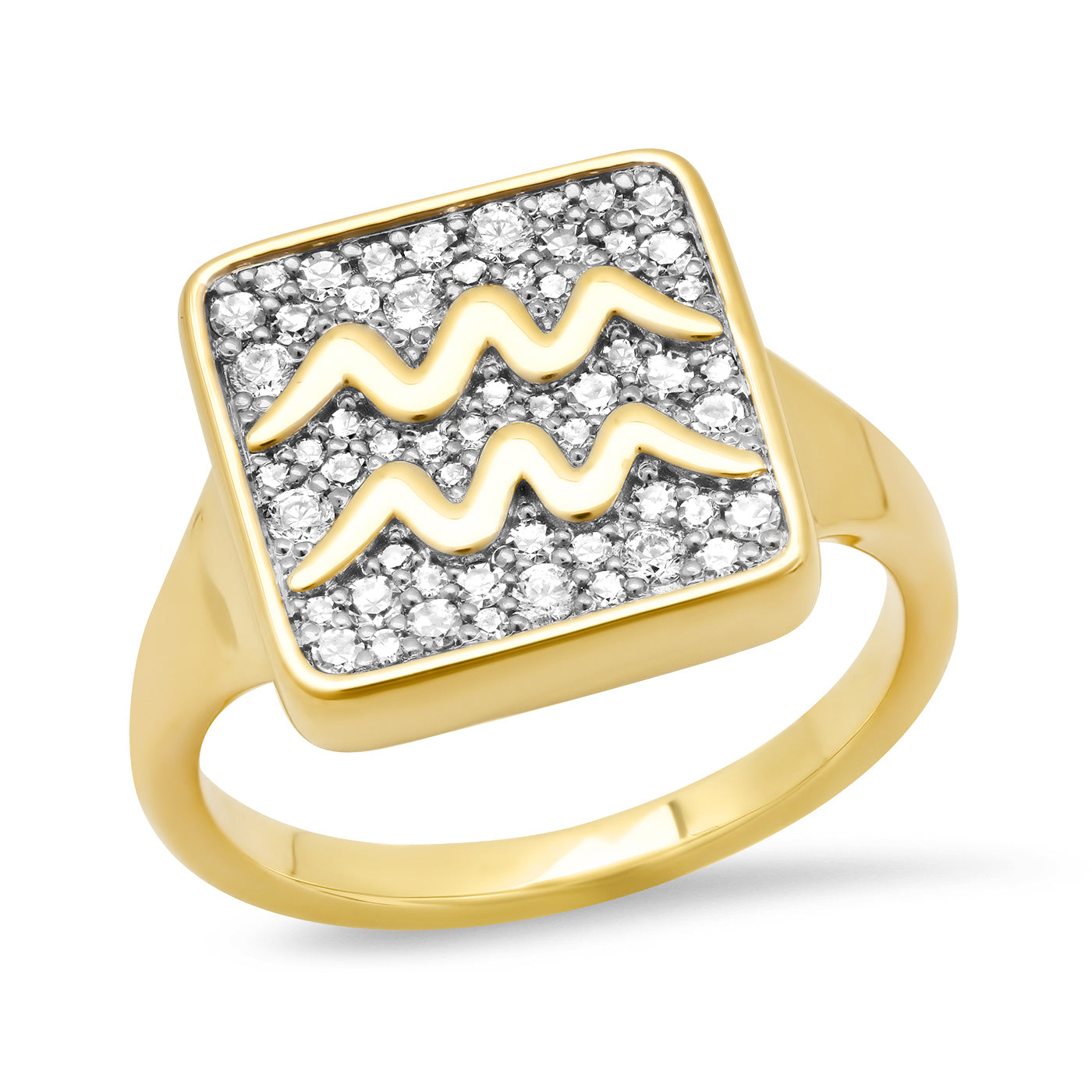 14K Yellow Gold Aquarius Ring