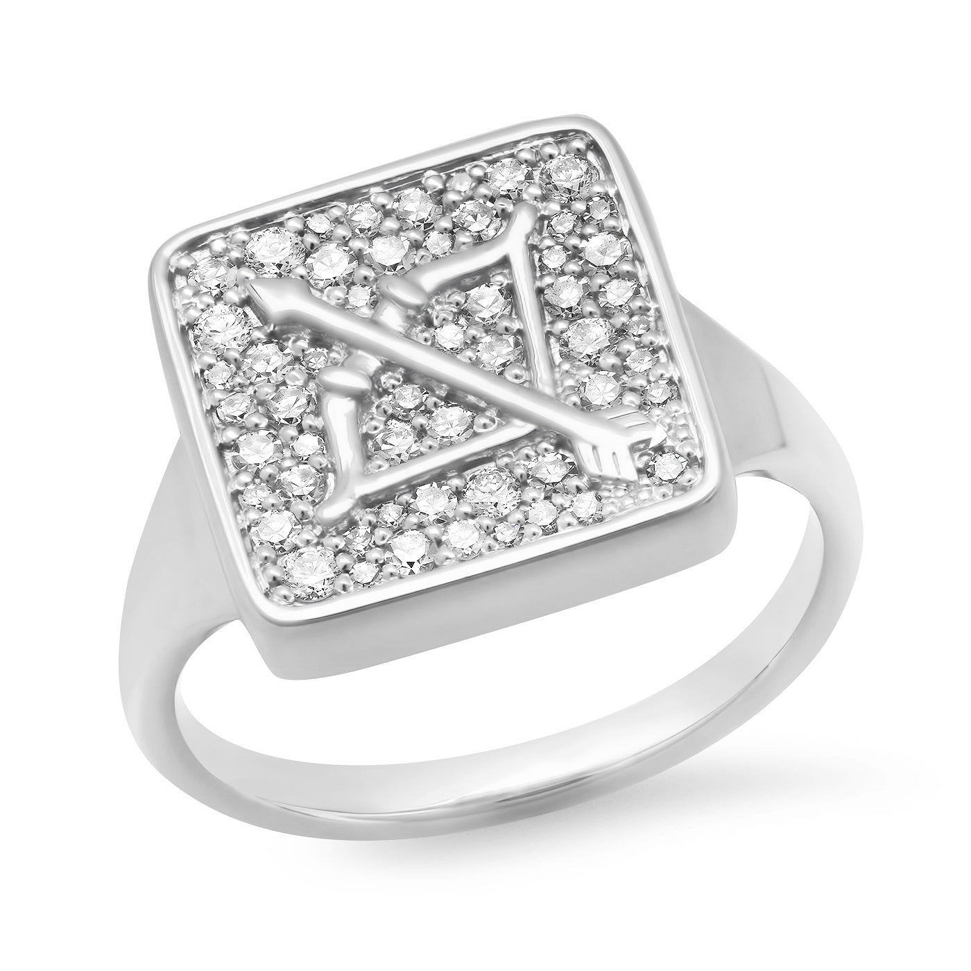 14K White Gold Sagittarius Ring