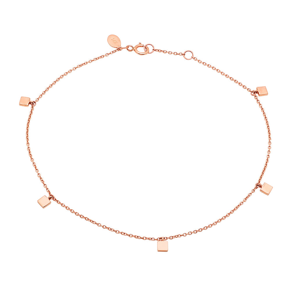 14K Rose Gold Mini Square Anklet