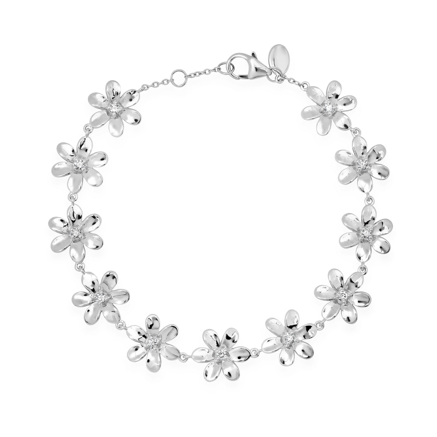 14K White Gold Daisy Bracelet