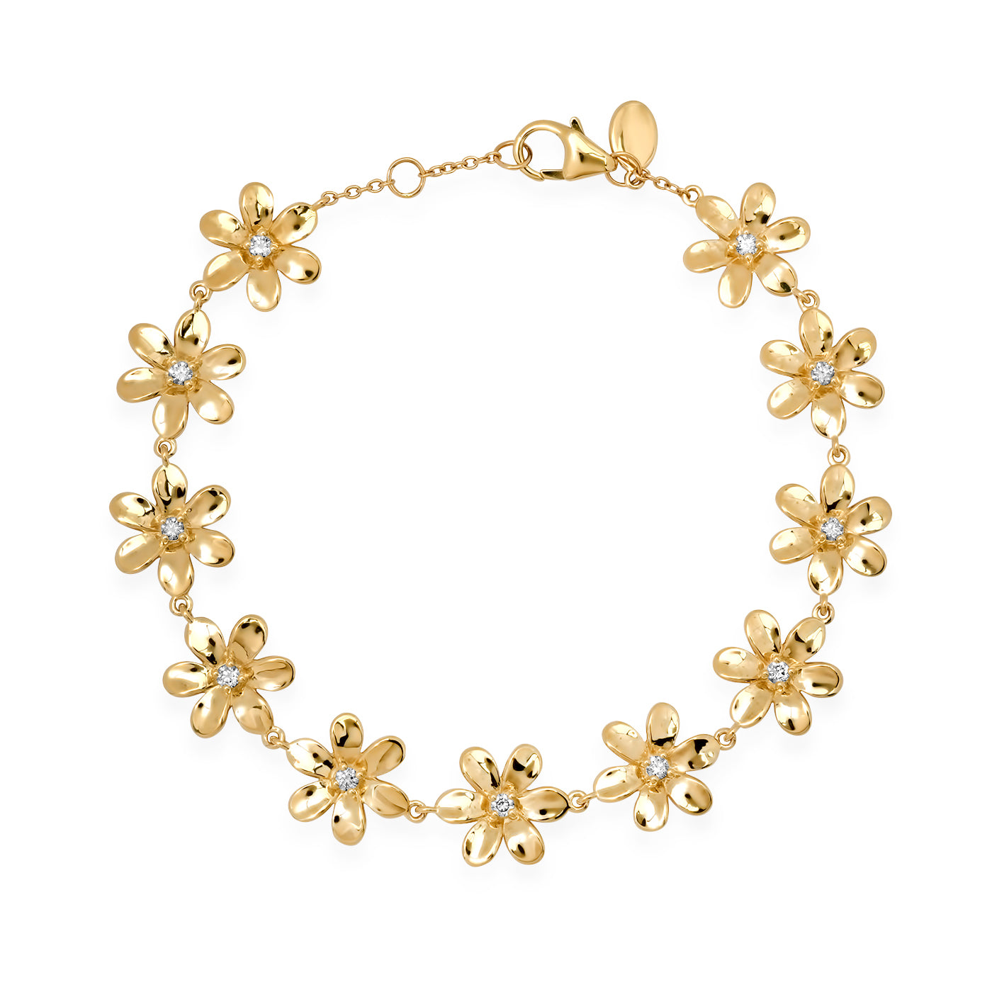 14K Yellow Gold Daisy Bracelet