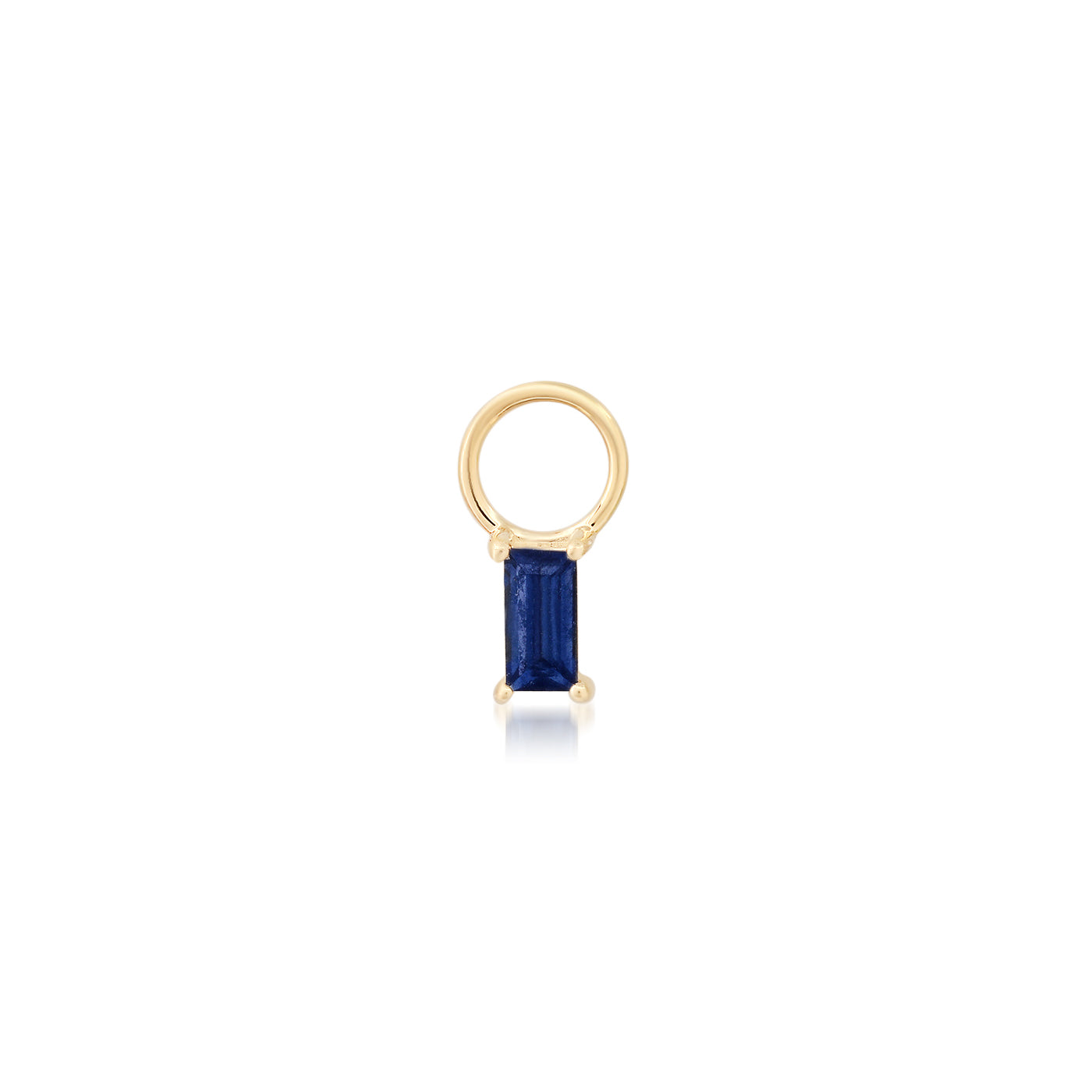 14K Yellow Gold Blue Sapphire Baguette Charm