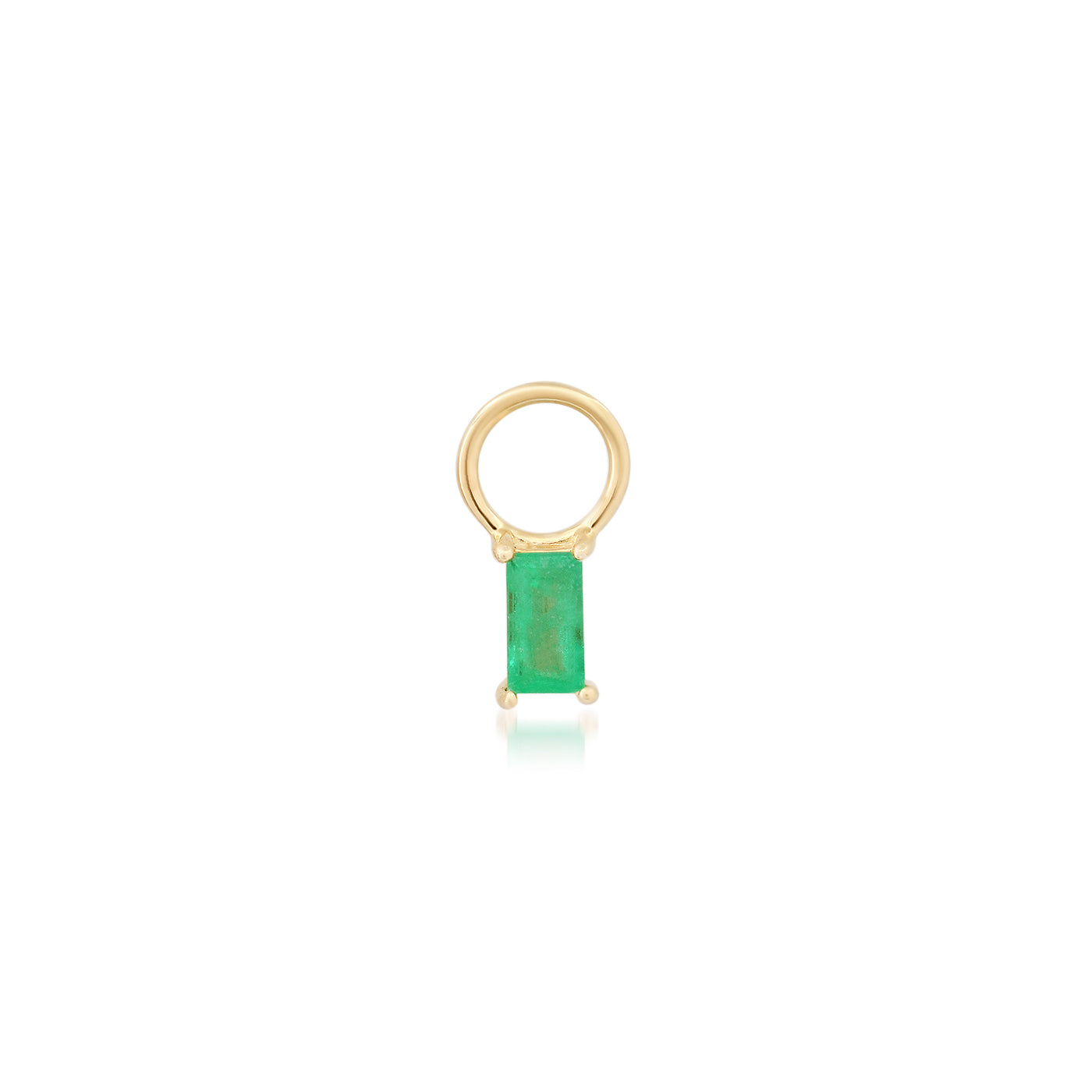 14K Yellow Gold Emerald Baguette Charm 