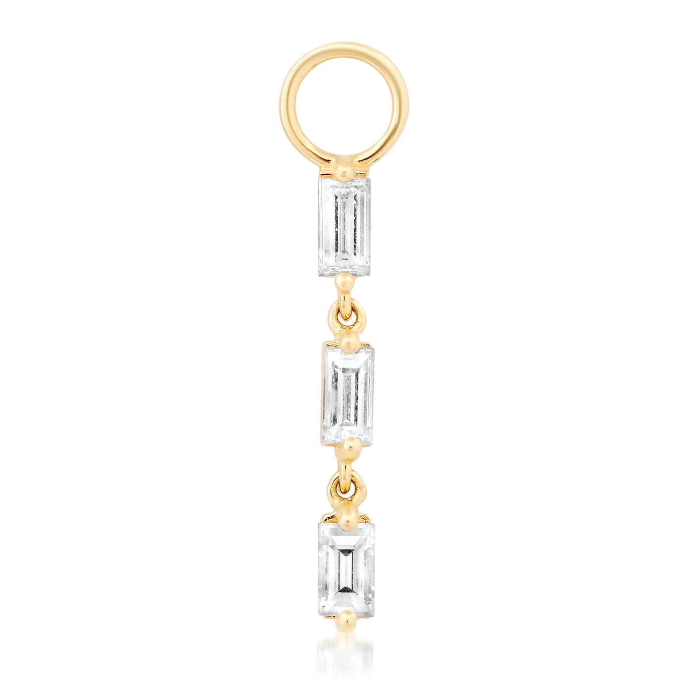 14K Yellow Gold Diamond Baguette Link Charm