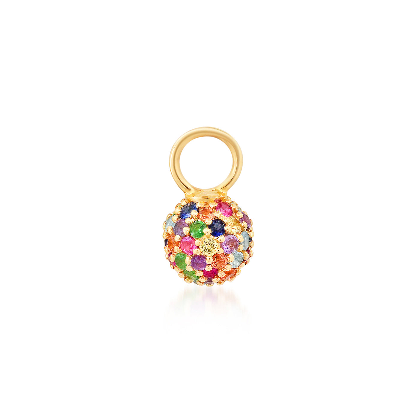 14K Yellow Gold Multi Colored Disco Ball Charm