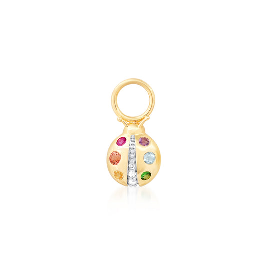 14K Yellow Gold Multi Colored Ladybug Charm