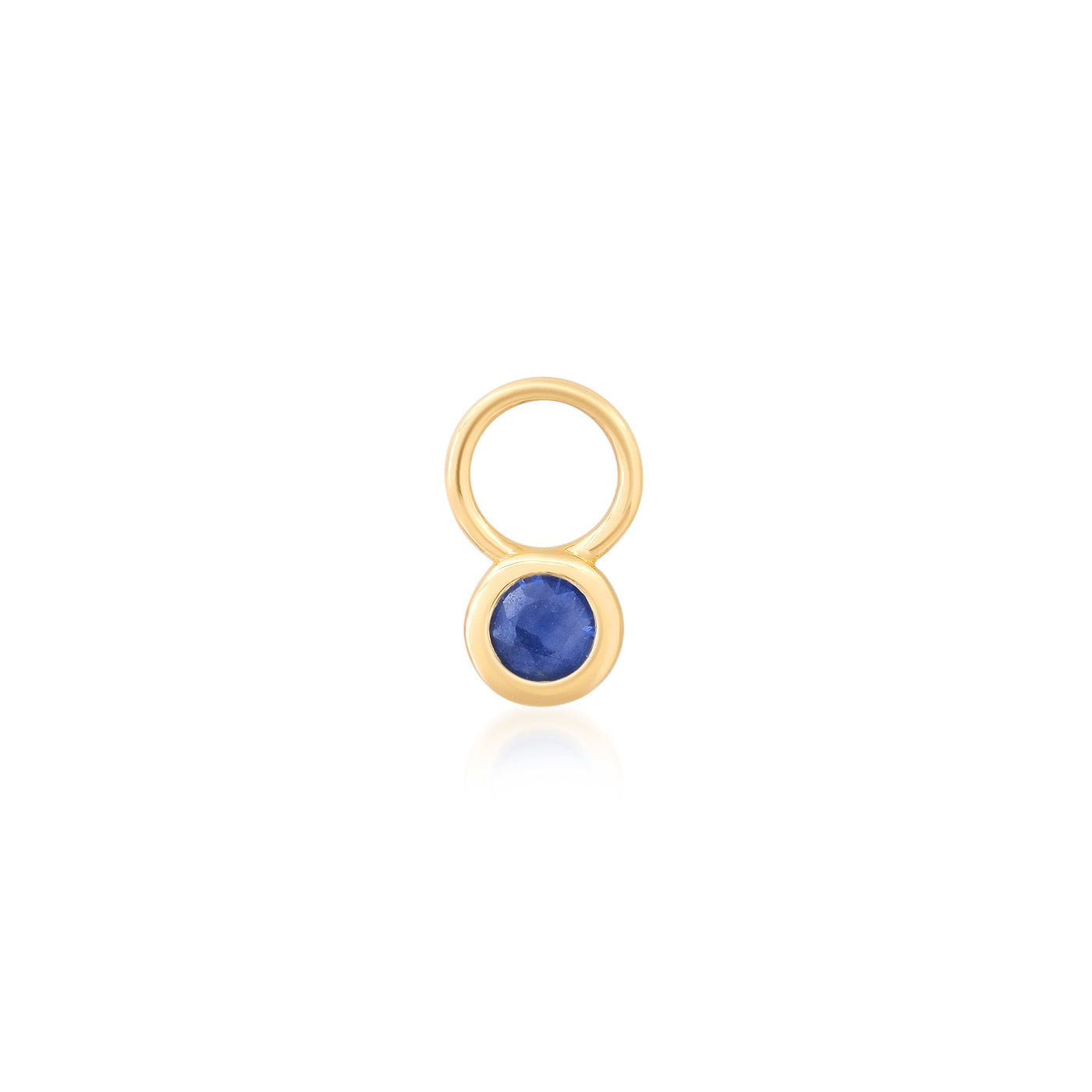 14K Yellow Gold Blue Sapphire Bezel Set Charm