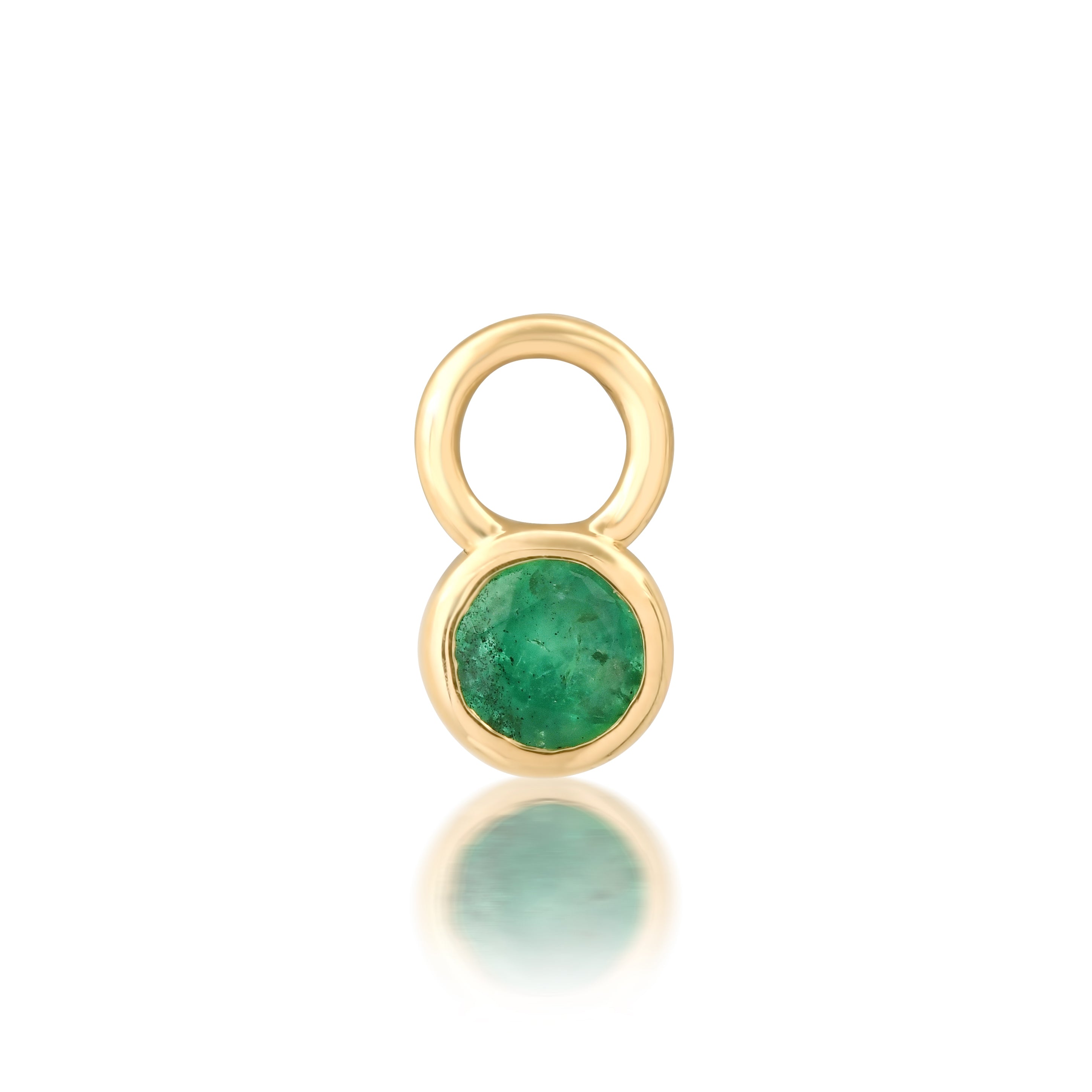 14K Yellow Gold Emerald Bezel Set Charm