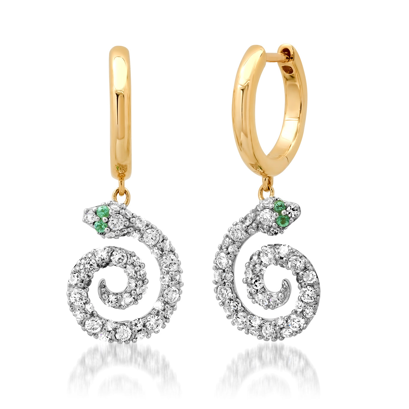 14K Yellow Gold Pave Diamond Snake Huggies