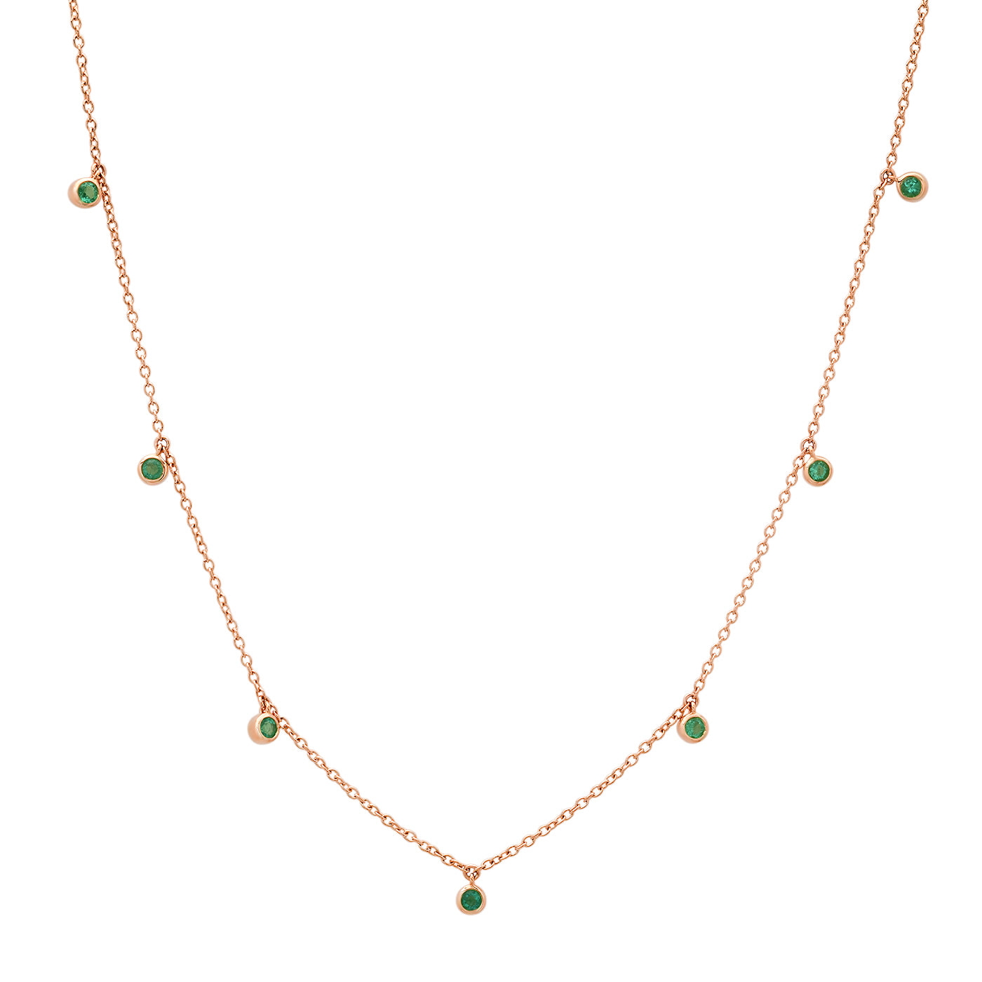 14K Rose Gold Mini Emerald Drop Necklace