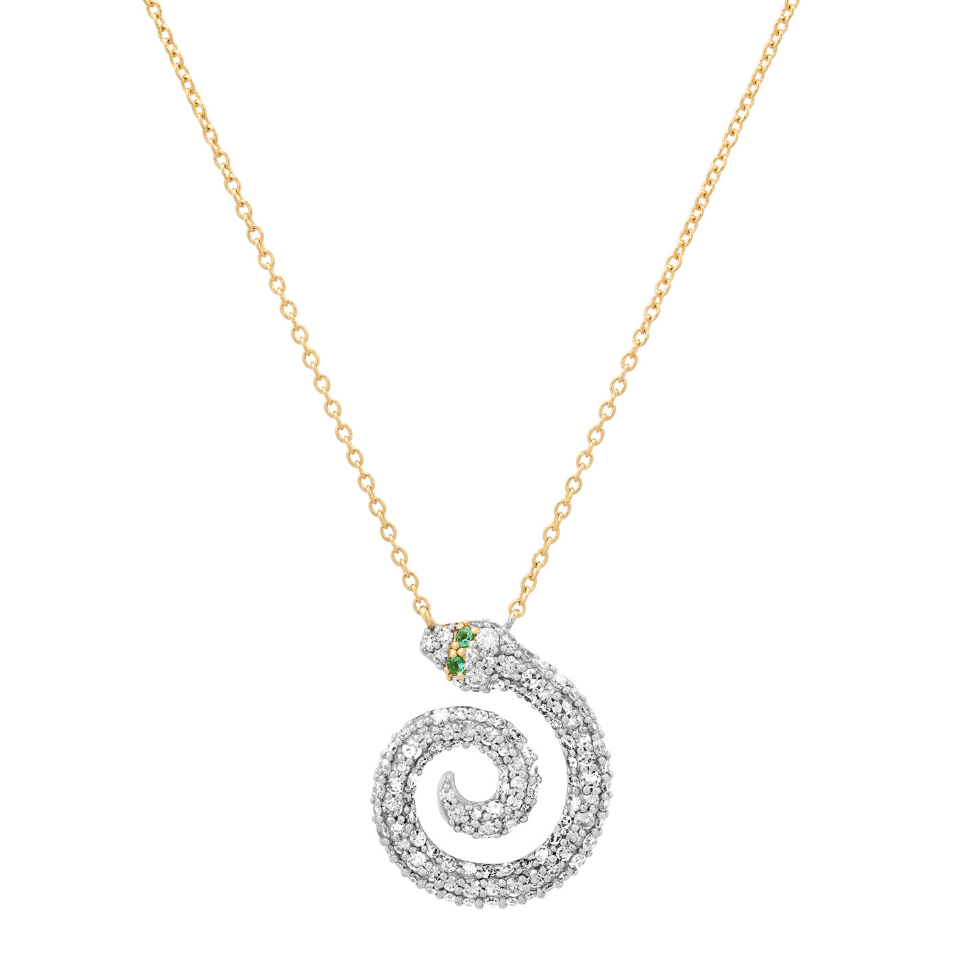 14K Yellow Gold Pave Diamond Snake Necklace
