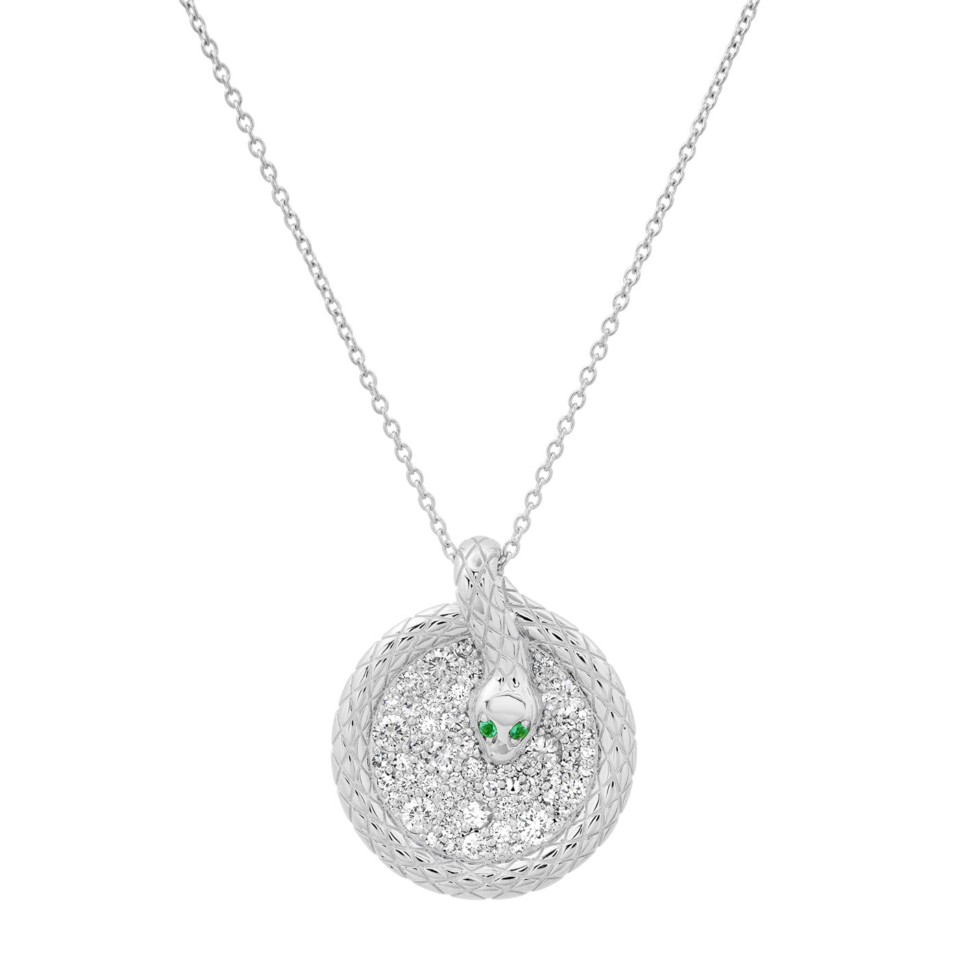 14K White Gold Snake Coil Necklace