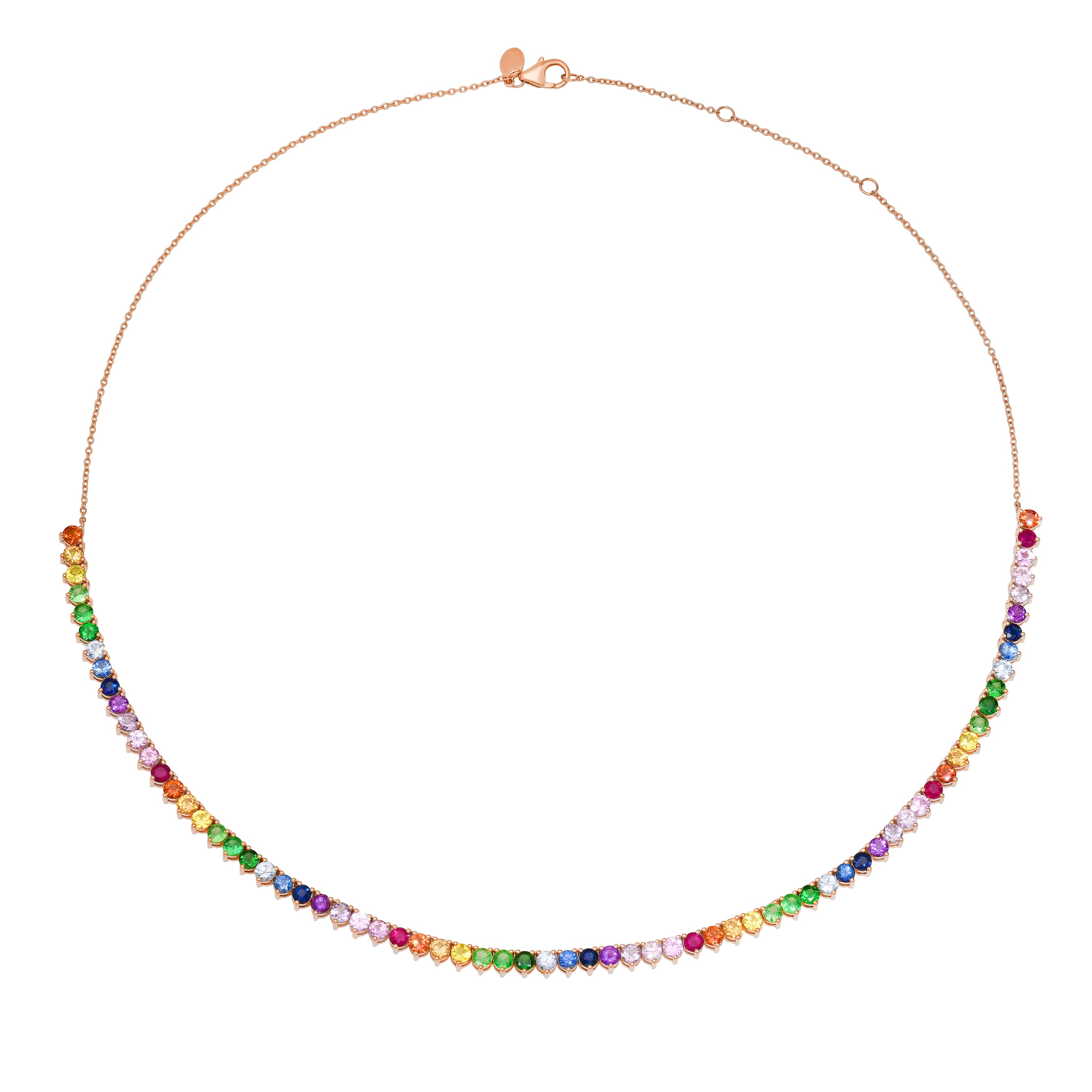 14k Yellow Gold Rainbow Tennis Necklace