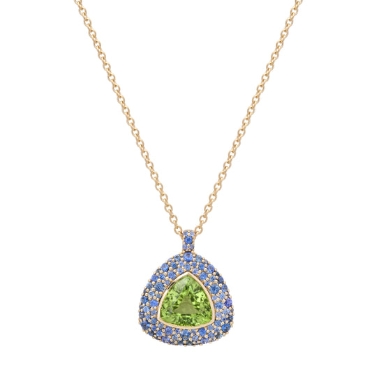 Peridot and Blue Sapphire Pendant Necklace