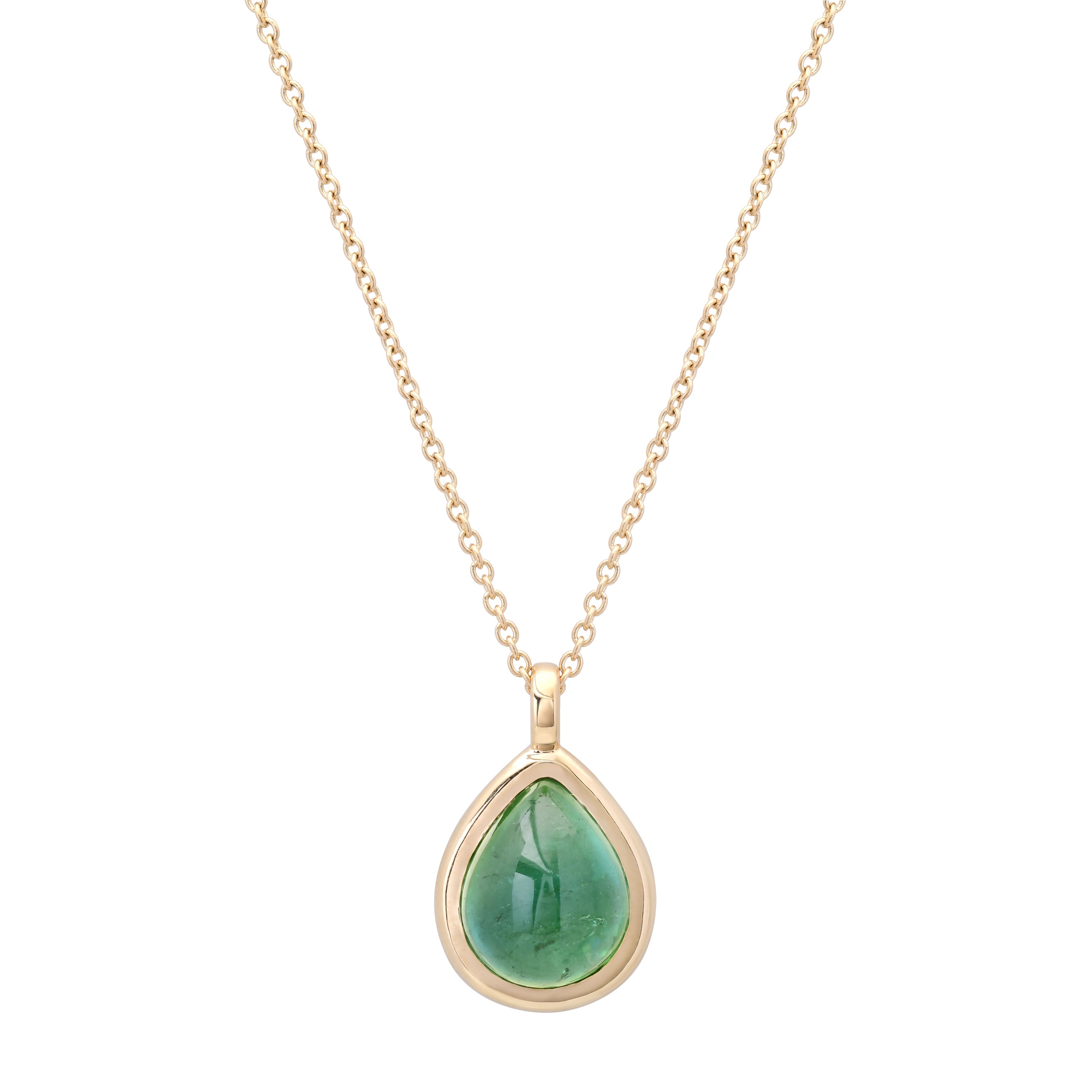 Deep Green Tourmaline Cabochon Necklace