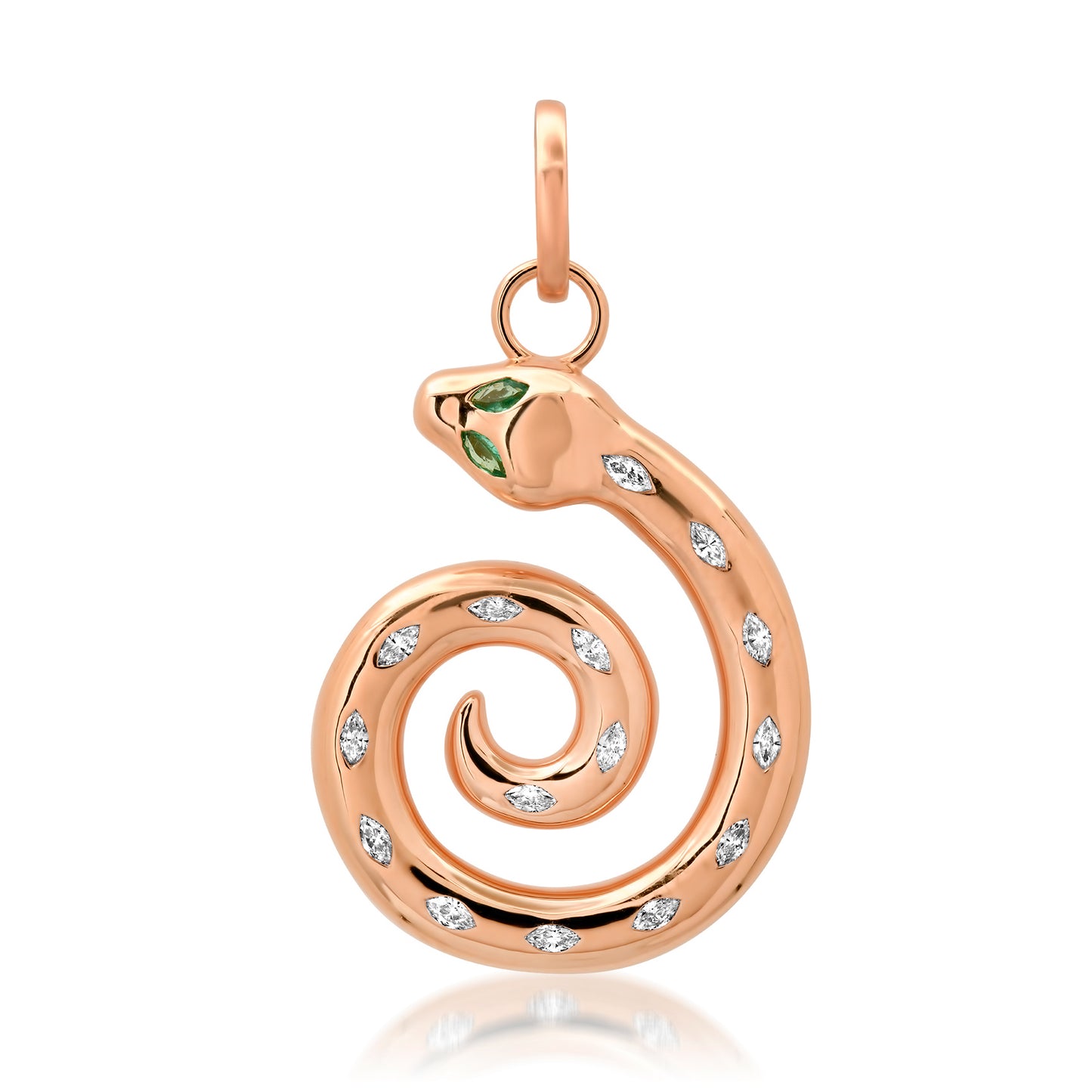 14K Rose Gold Diamond Marquise Snake Pendant