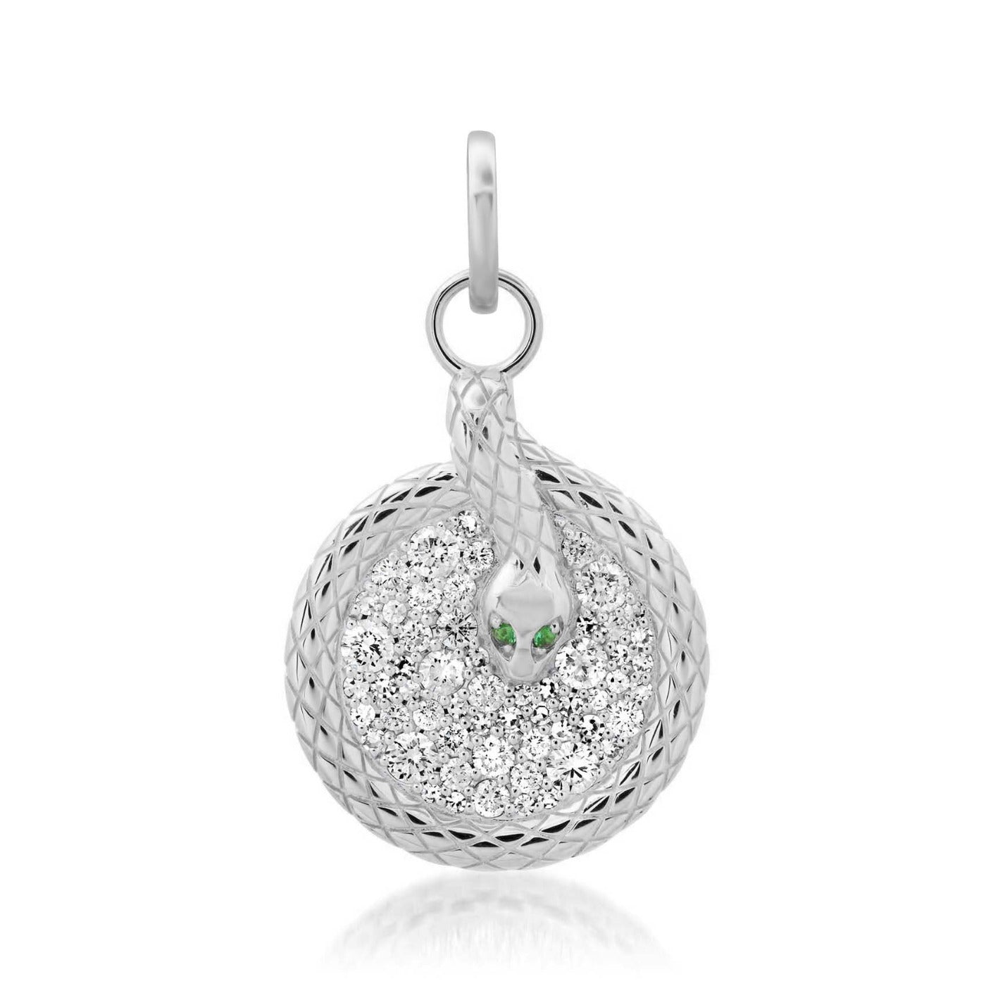 14K White Gold Snake Coil Pendant